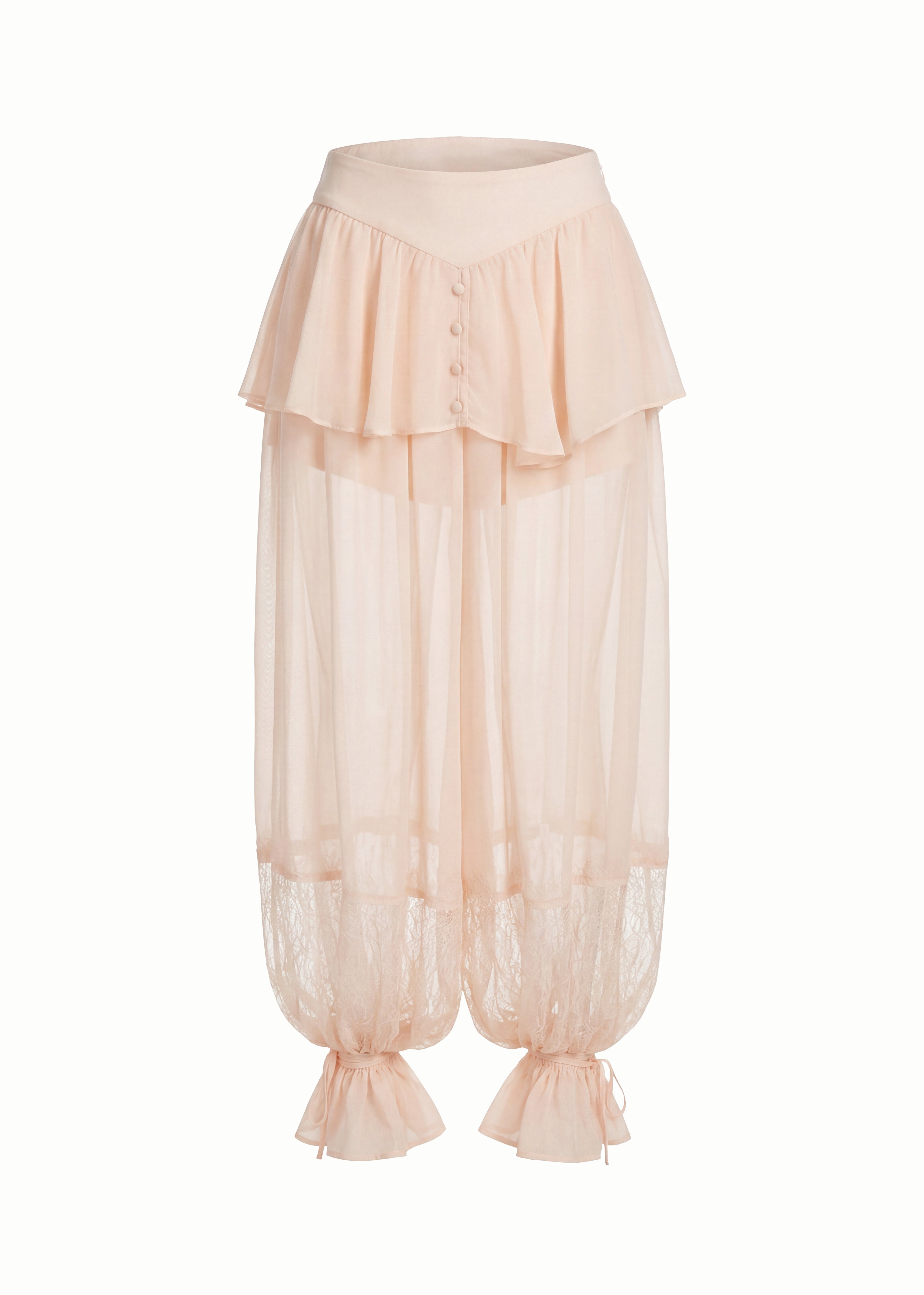 Aria Chiffon Peplum Overlay Balloon Pants in Peach