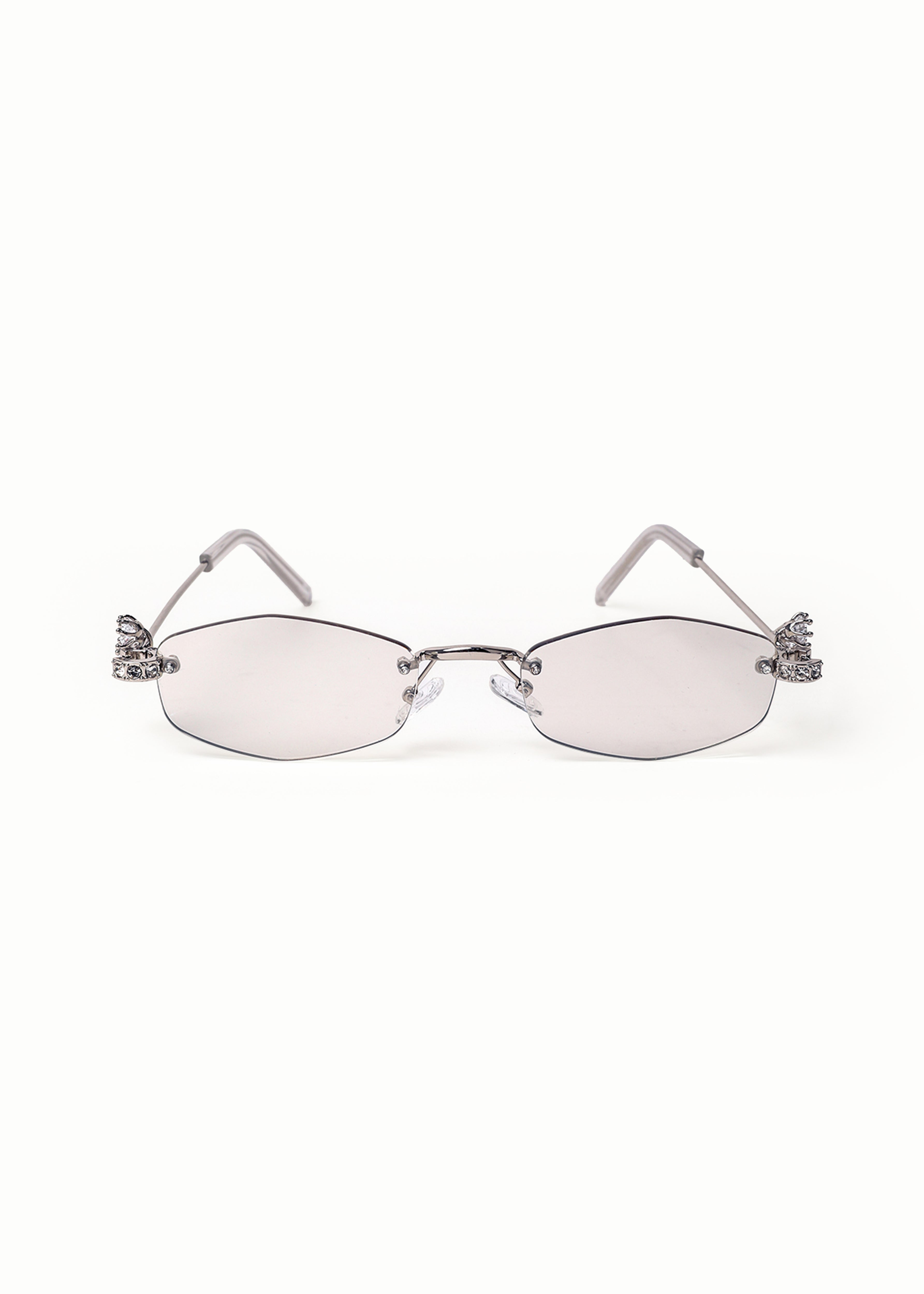 Crystalline Embellished Rimless Oval Eyewear