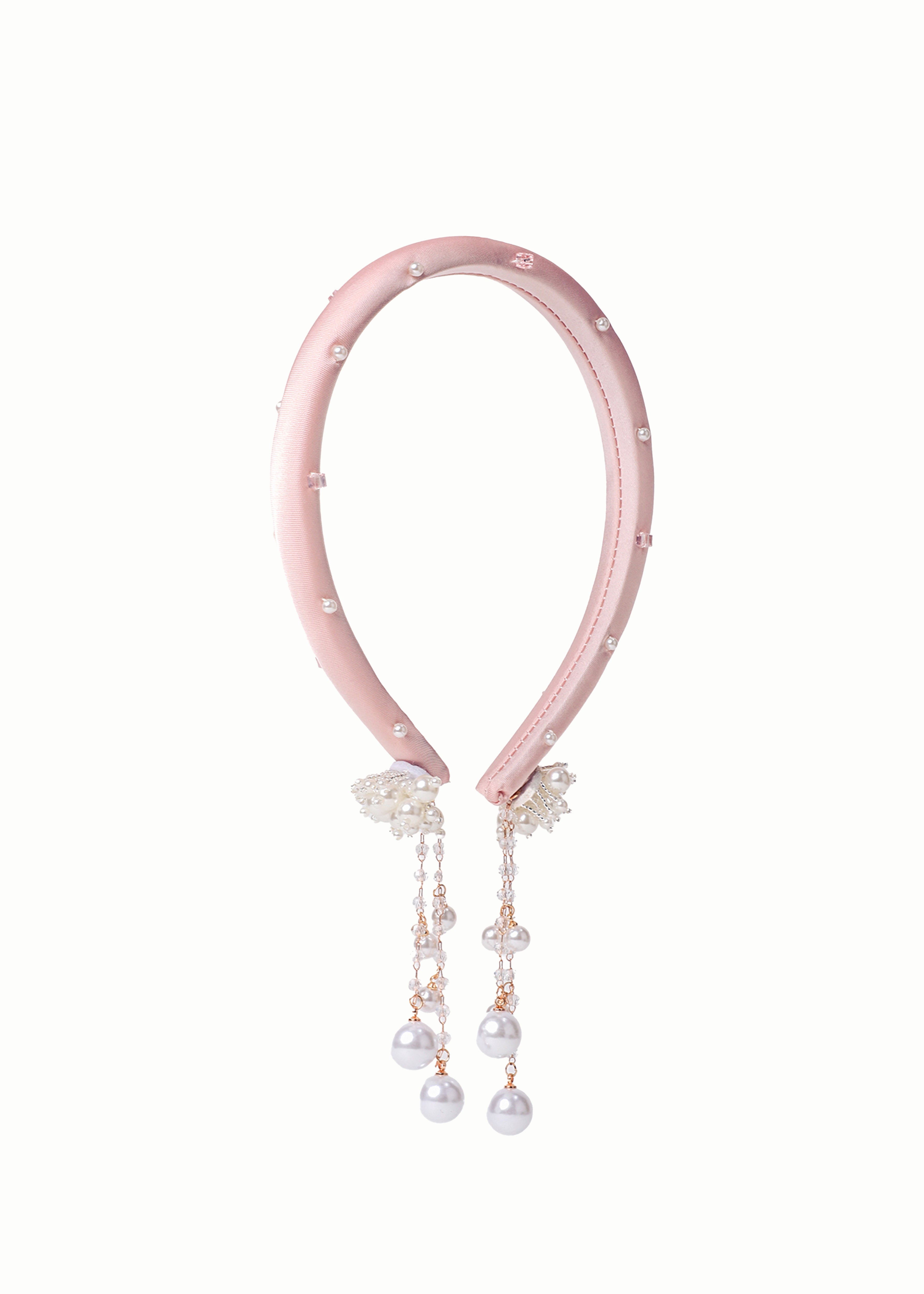 Butterfly Pearl Tassel Bell Headband in Pink