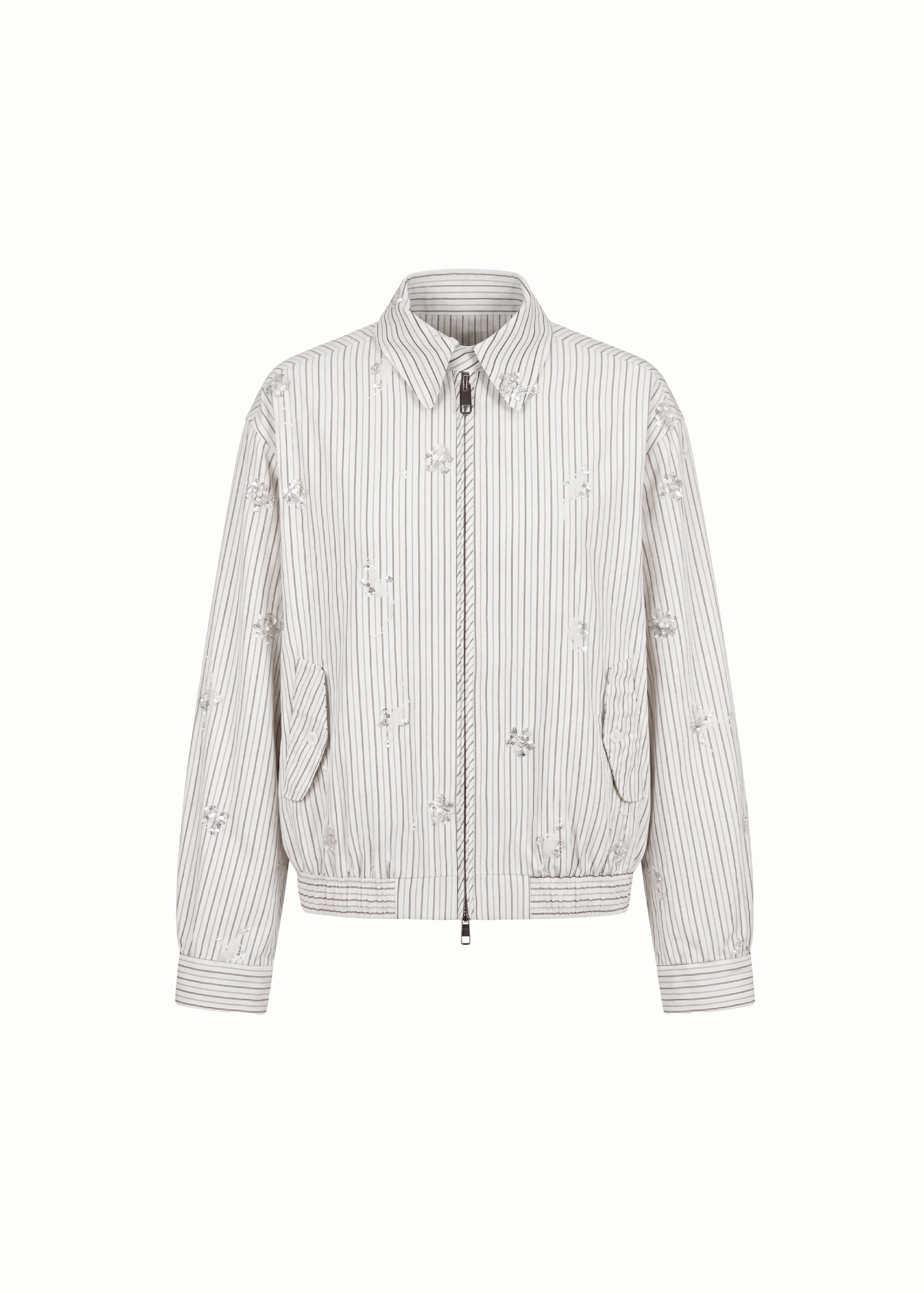 Etoile Striped Jacket with Flower Sequin