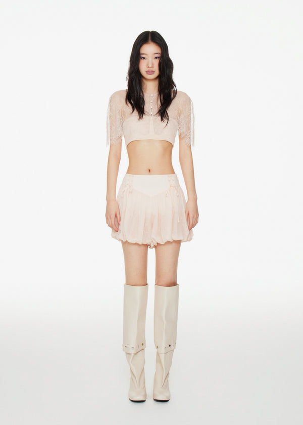 Pink Balloon Shorts with Ballet Bow