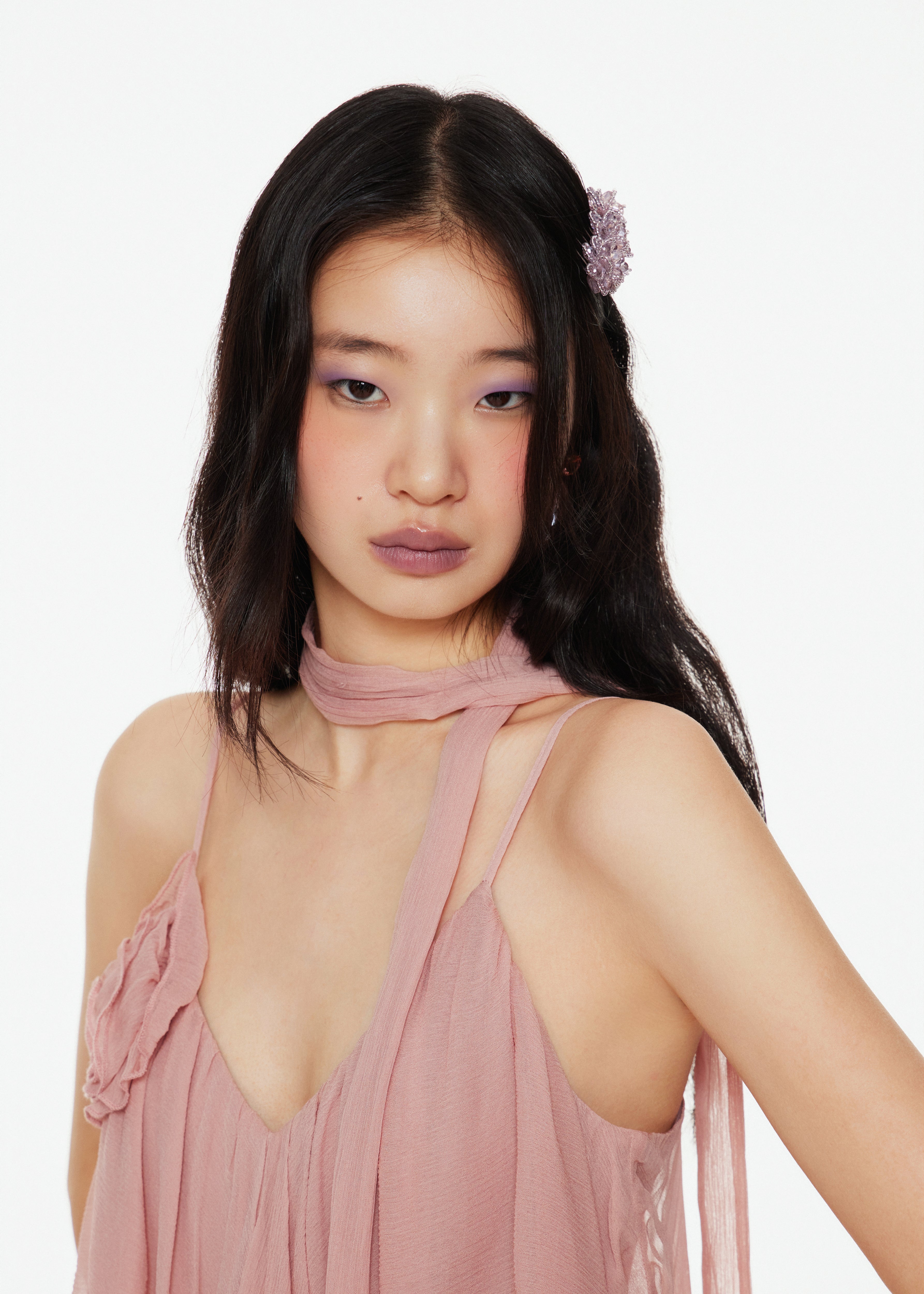 Pink Crystal Floral Chinese Hair Comb Accessory