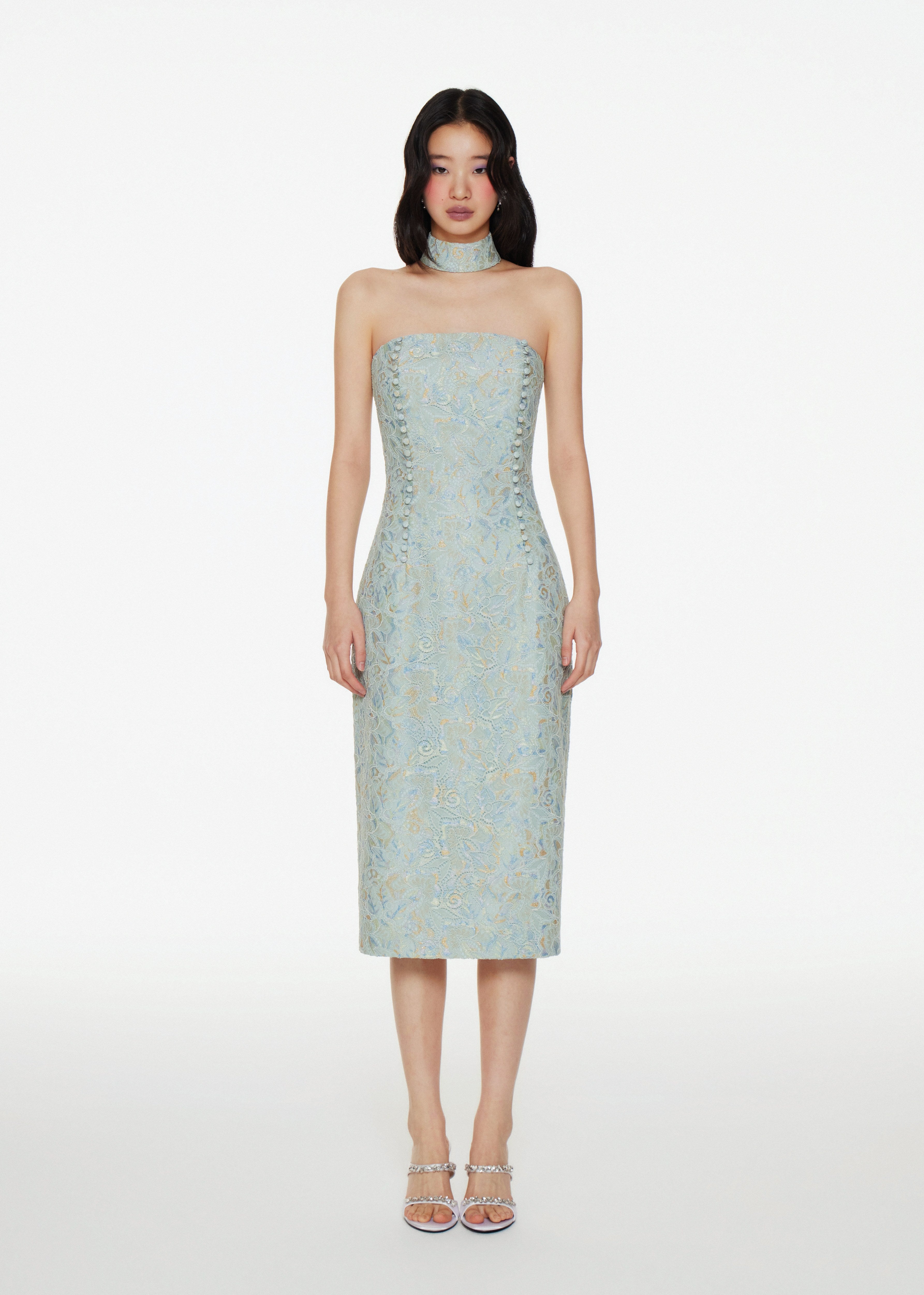 Elodie Strapless Column Dress in Mint