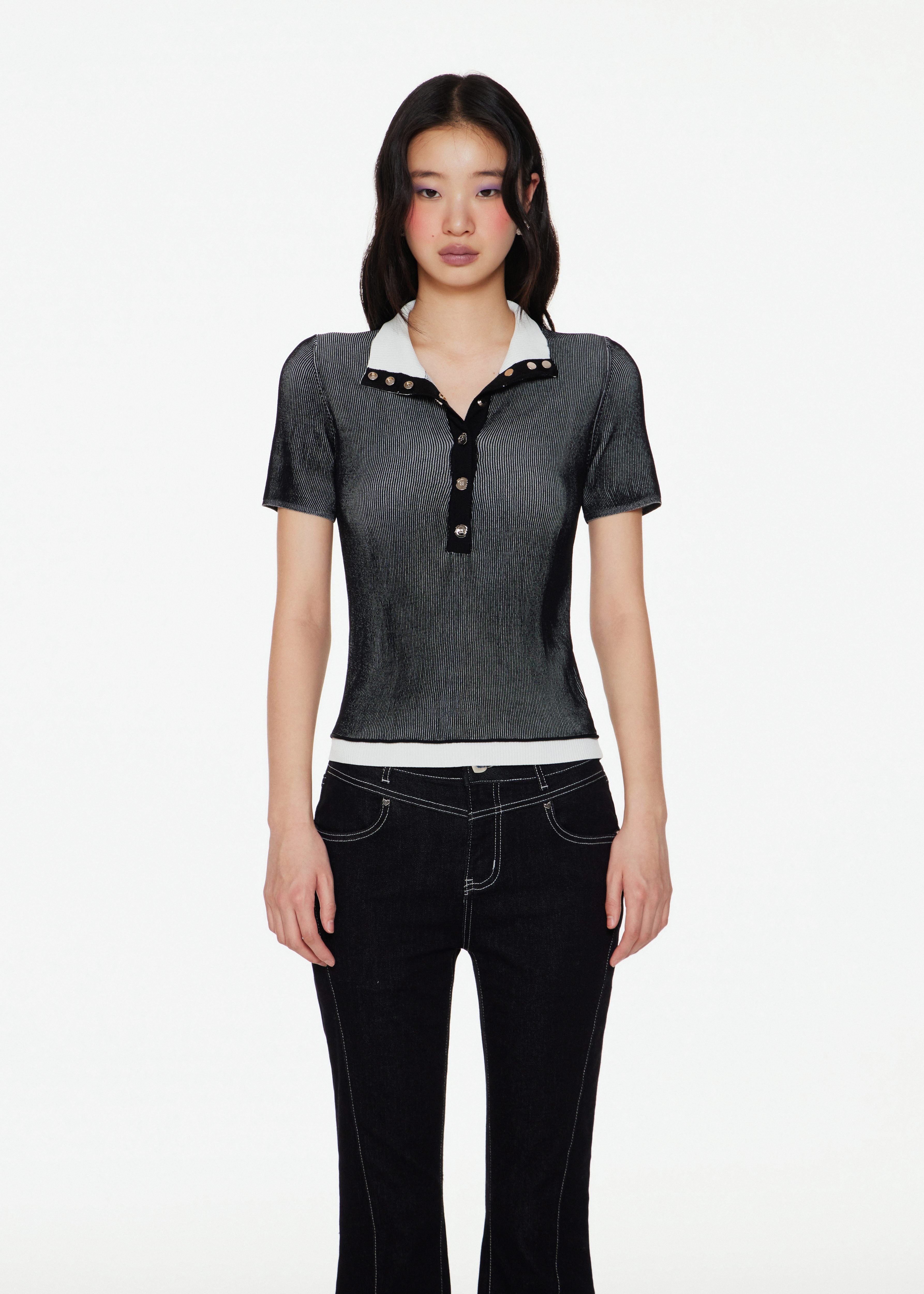 Layered High Neck Short Sleeve Top