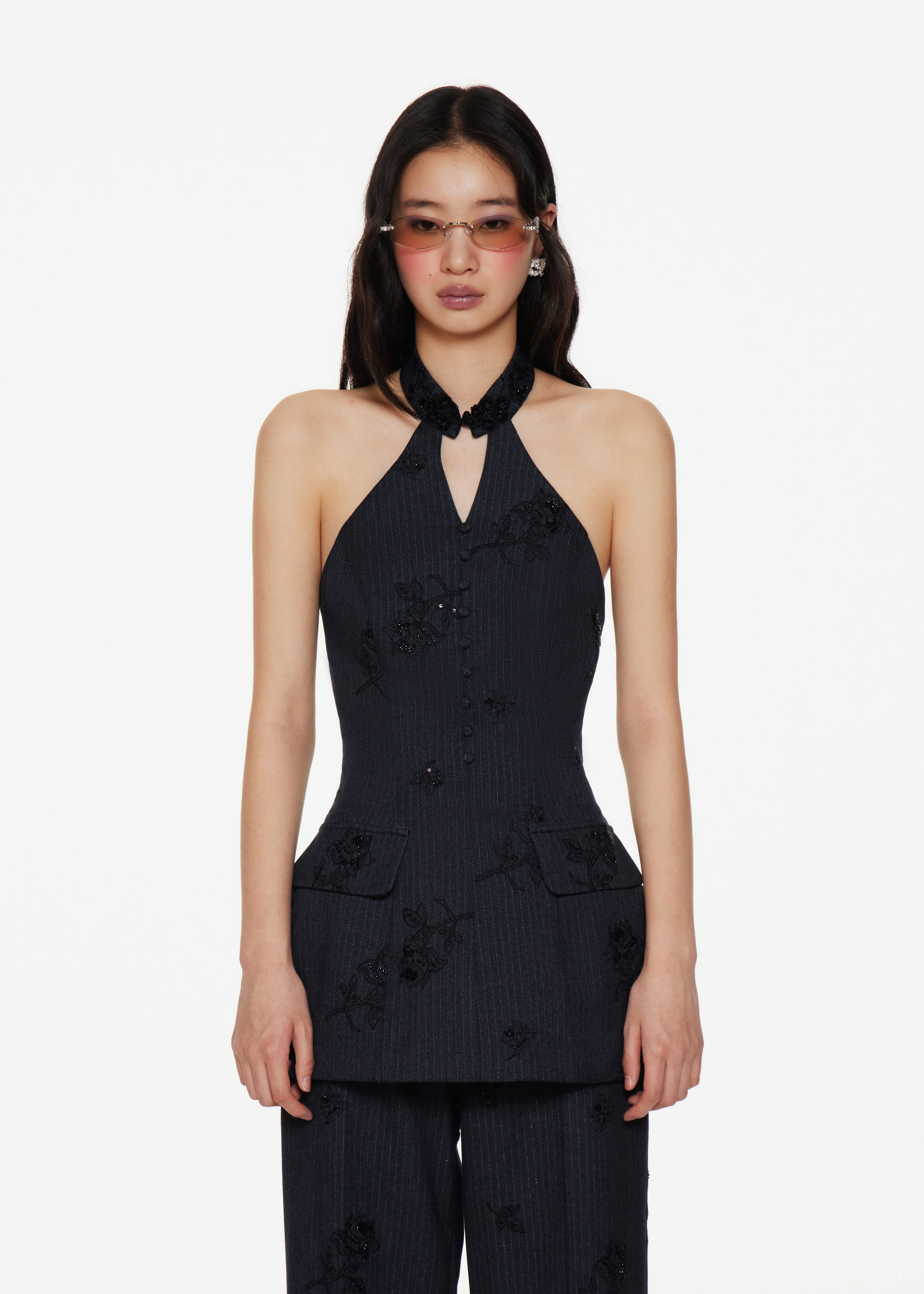 Hourglass Tailored Top with Mandarin Collar