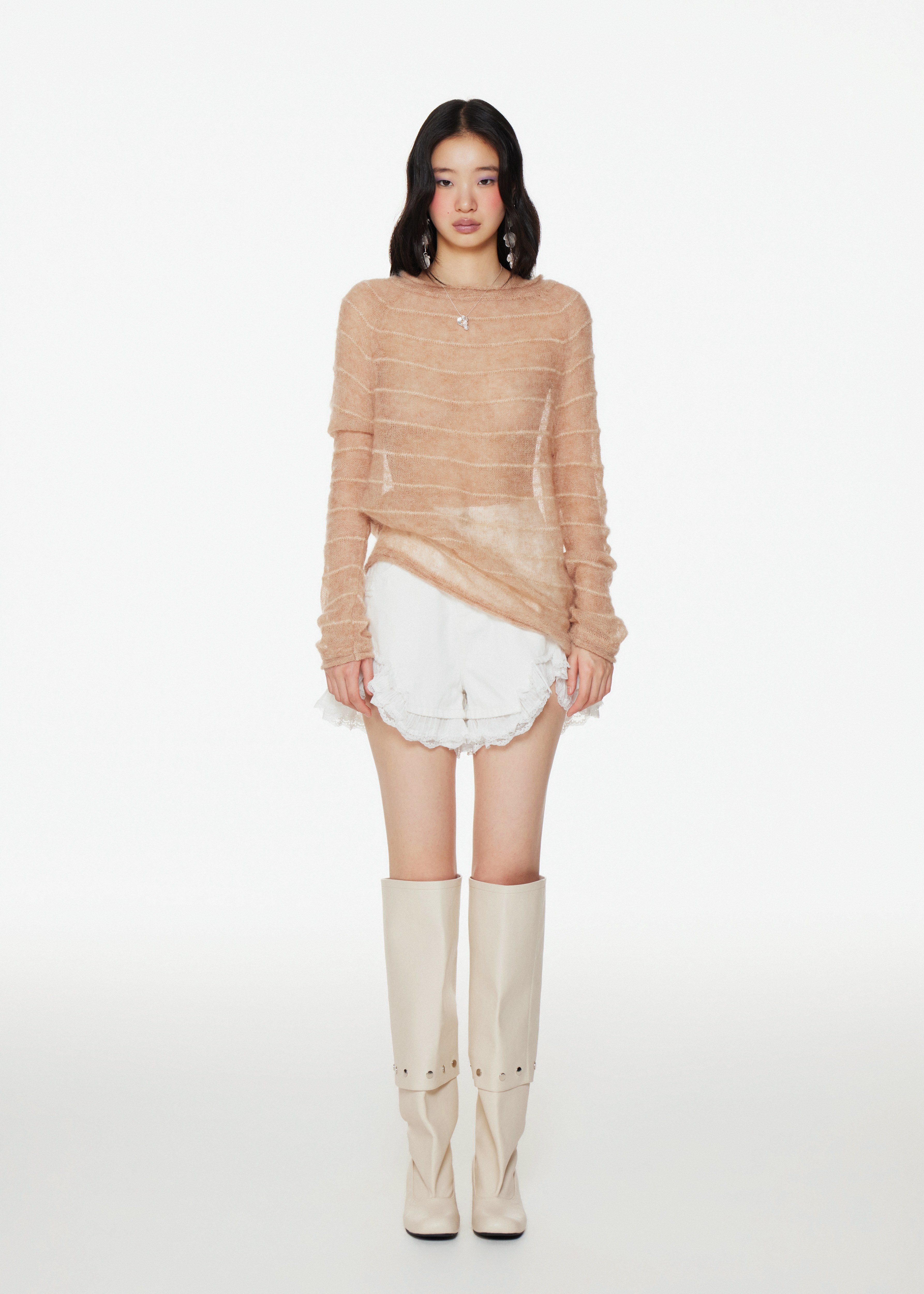 White Lace Trimmed Cotton Shorts