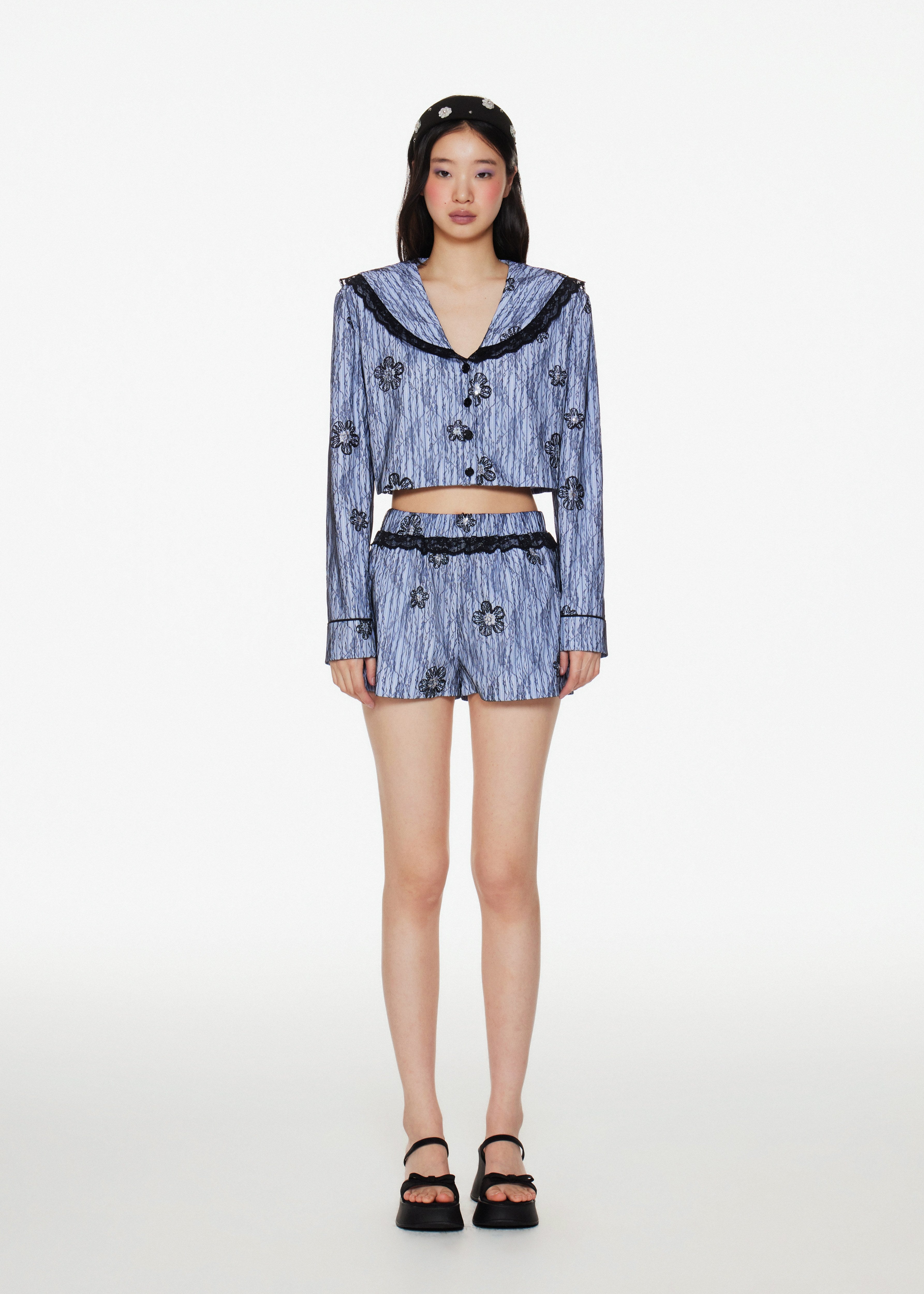 Lace-Trim Boxer Lounge Shorts