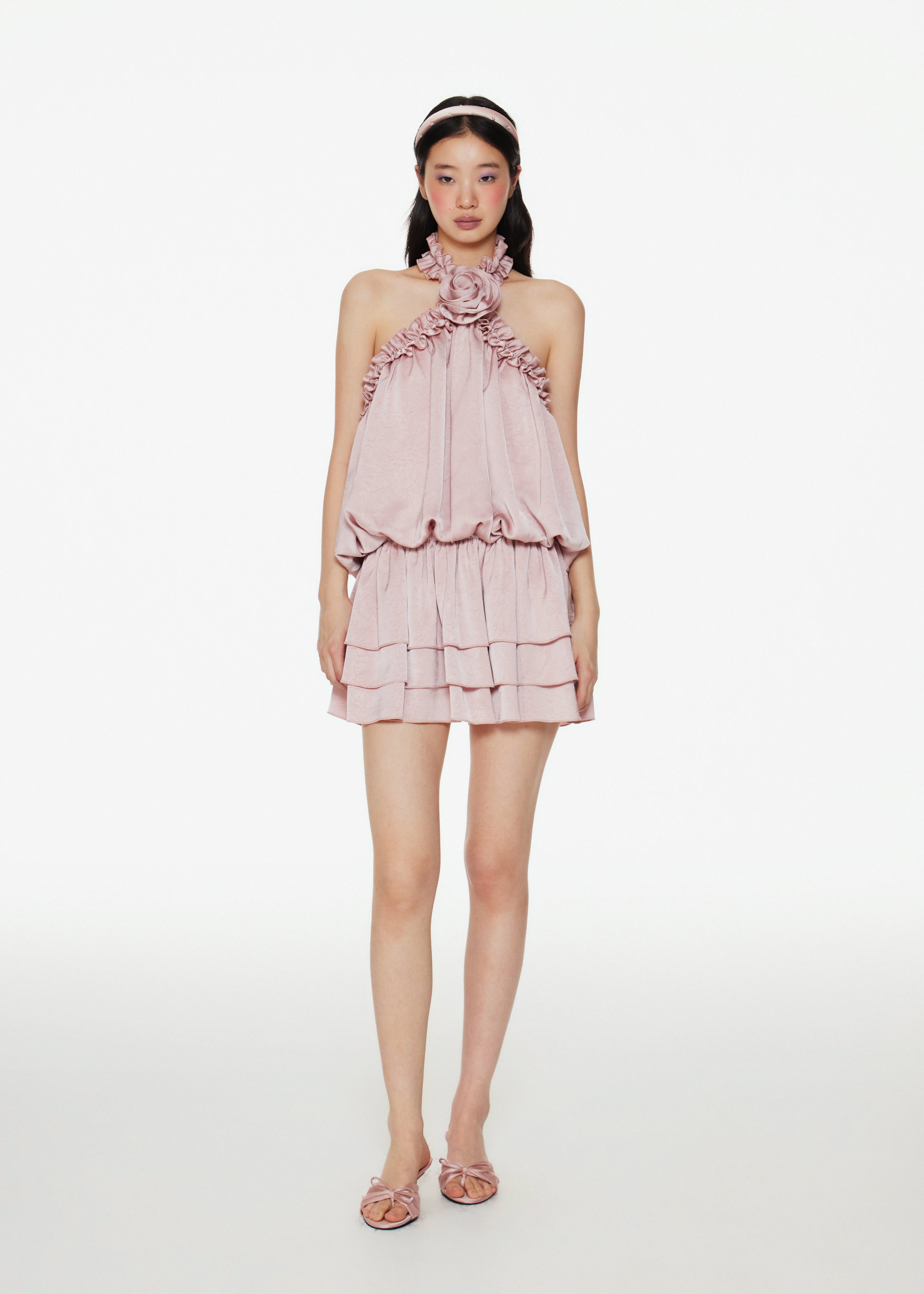 Flora Halter Neck Ruffle Dress