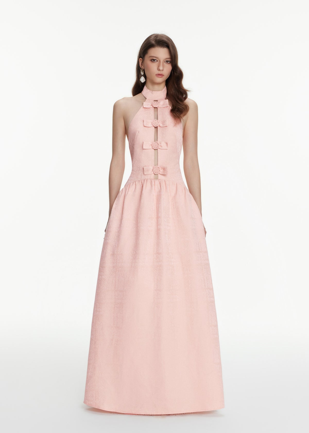 The Primrose Backless Wool Blend Jacquard Gown