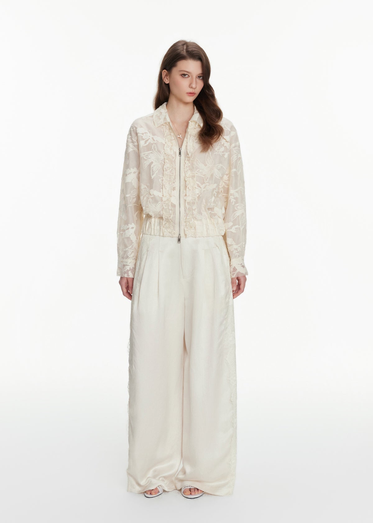 Embroidered Ruffle Jacket