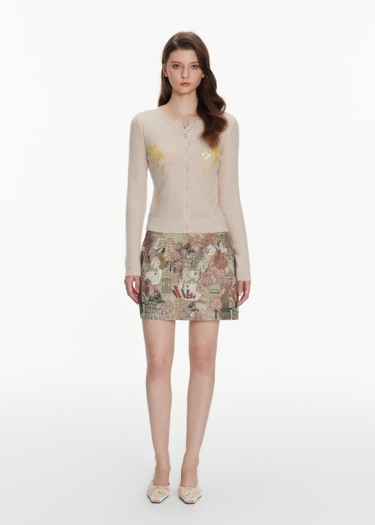 Baroque Tapestry Embellished Mini Skirt