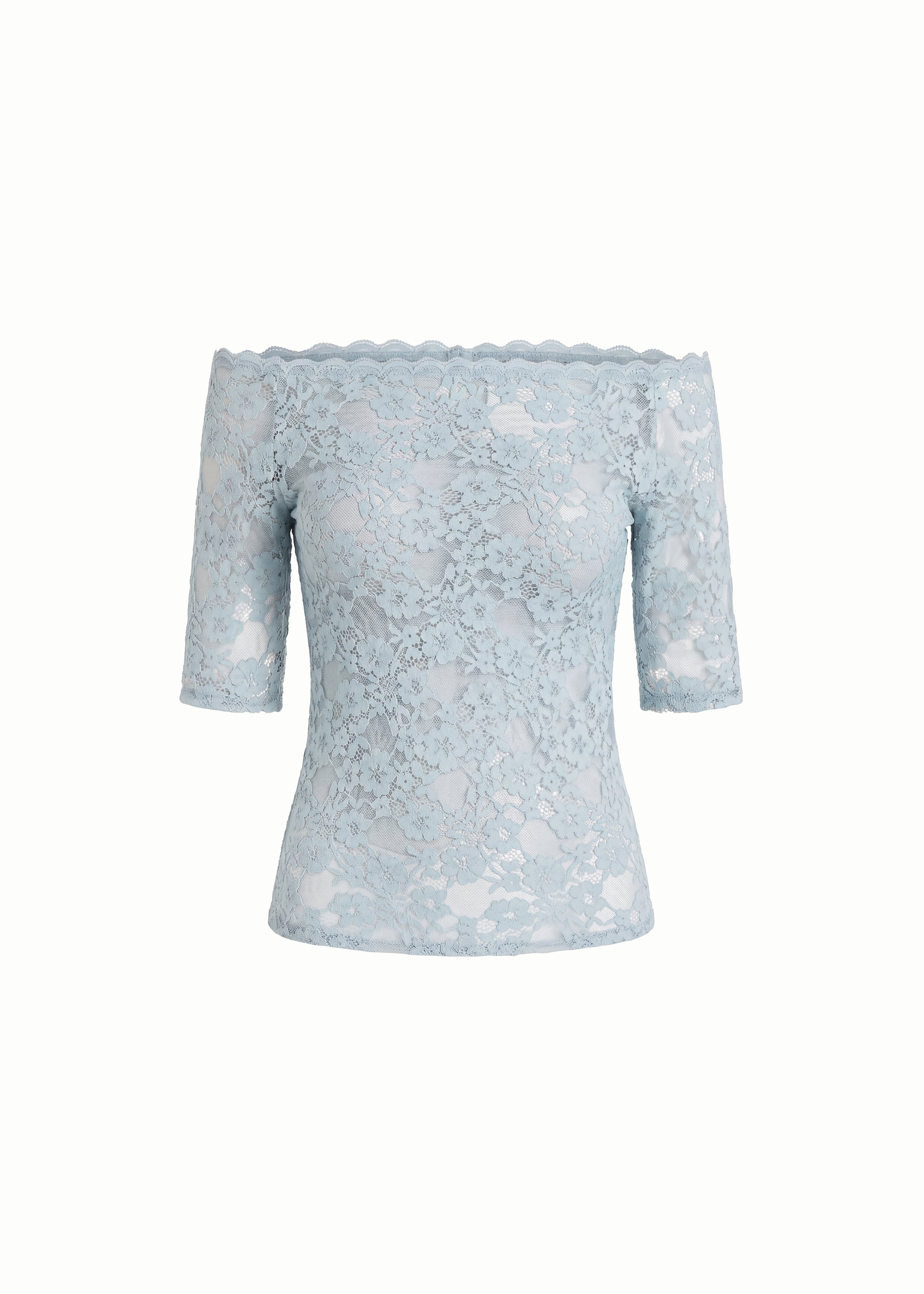 Off Shoulder Lace Mid Lenghth Sleeve in Turquiose