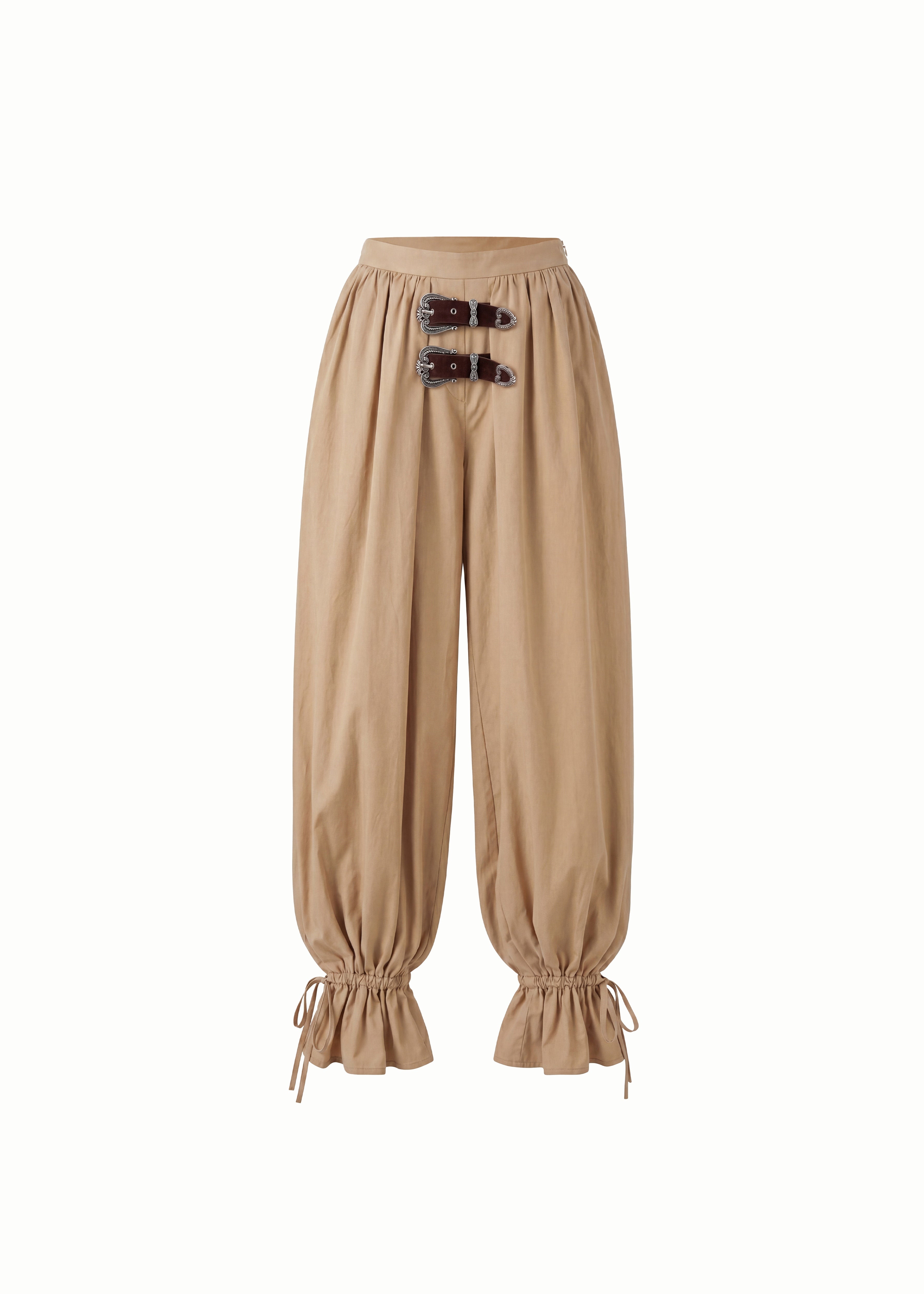 Khiki Belted Balloon Wide Pants
