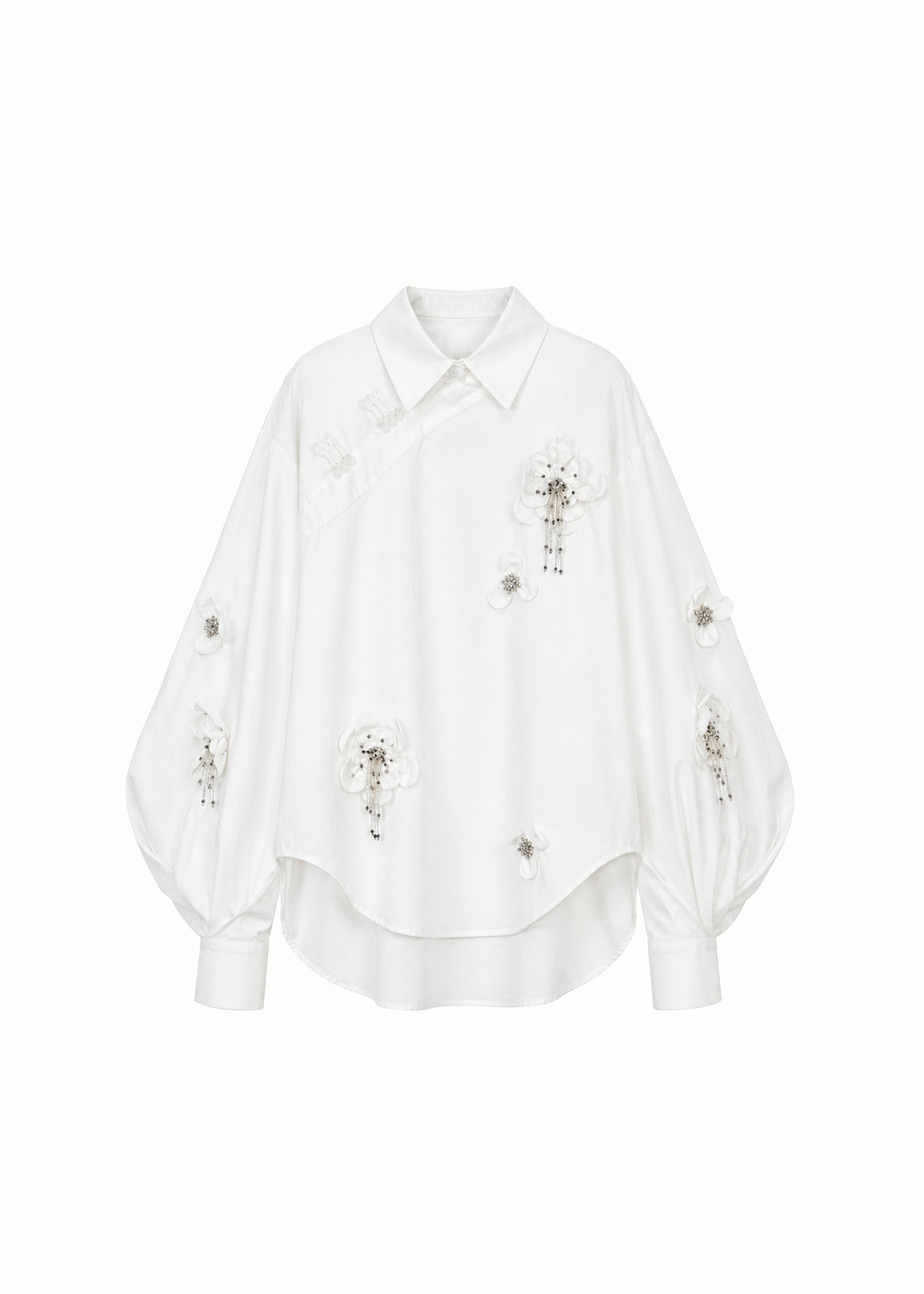 Mandarin Balloon Sleeve Volume Blouse