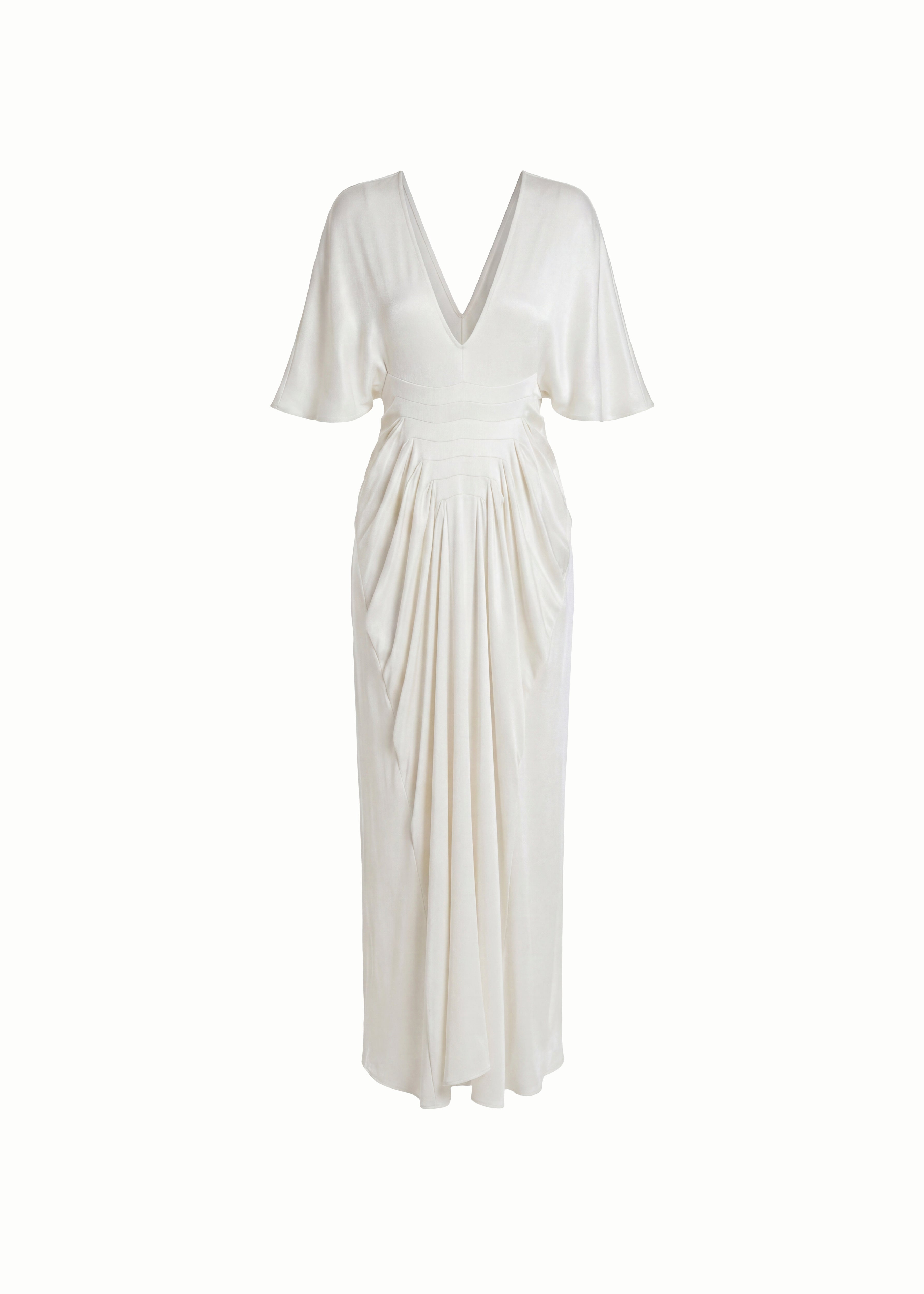 Plunge Neck Draped Maxi Dress