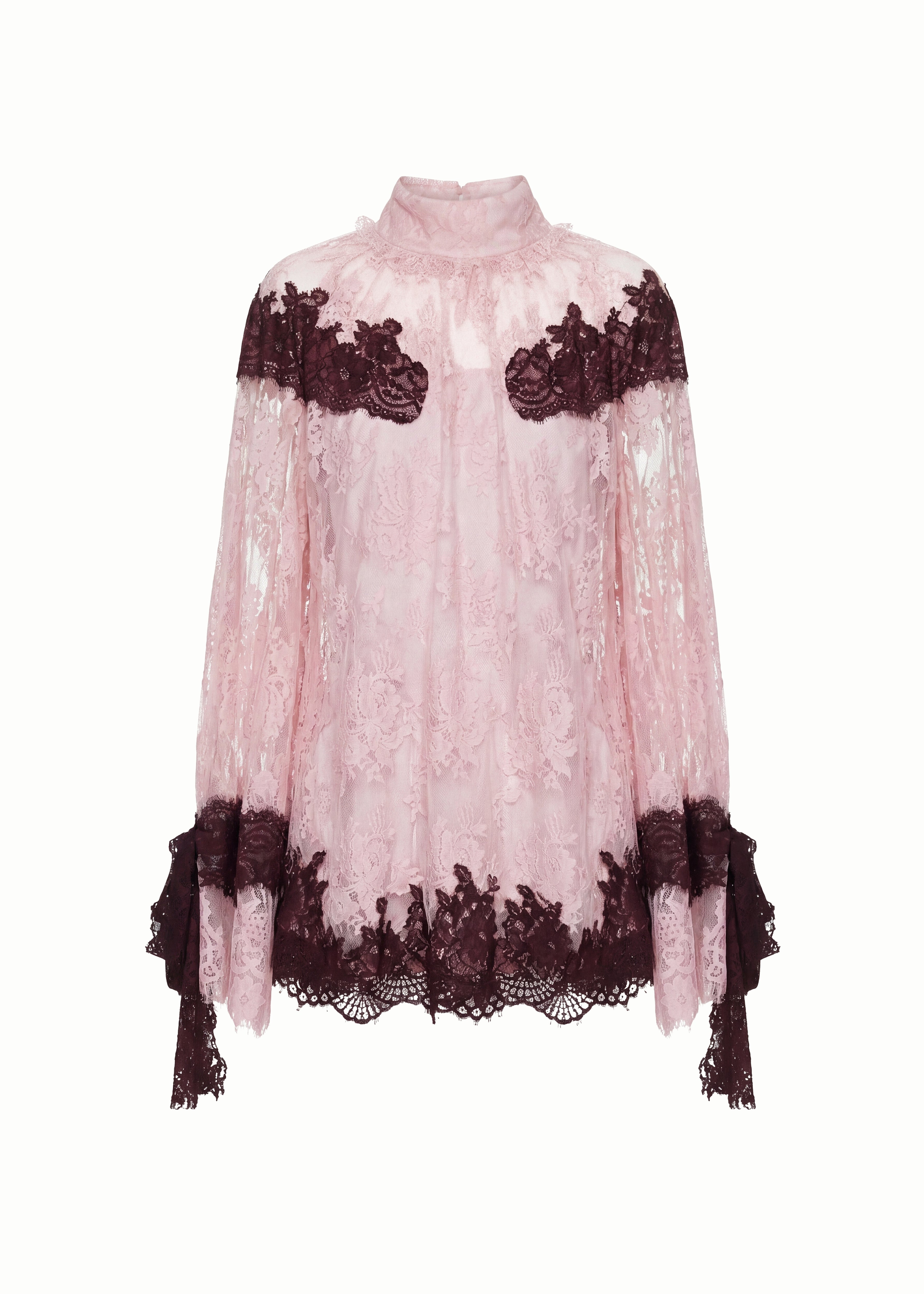 Butterfly Long Sleeve Lace High Neck Top