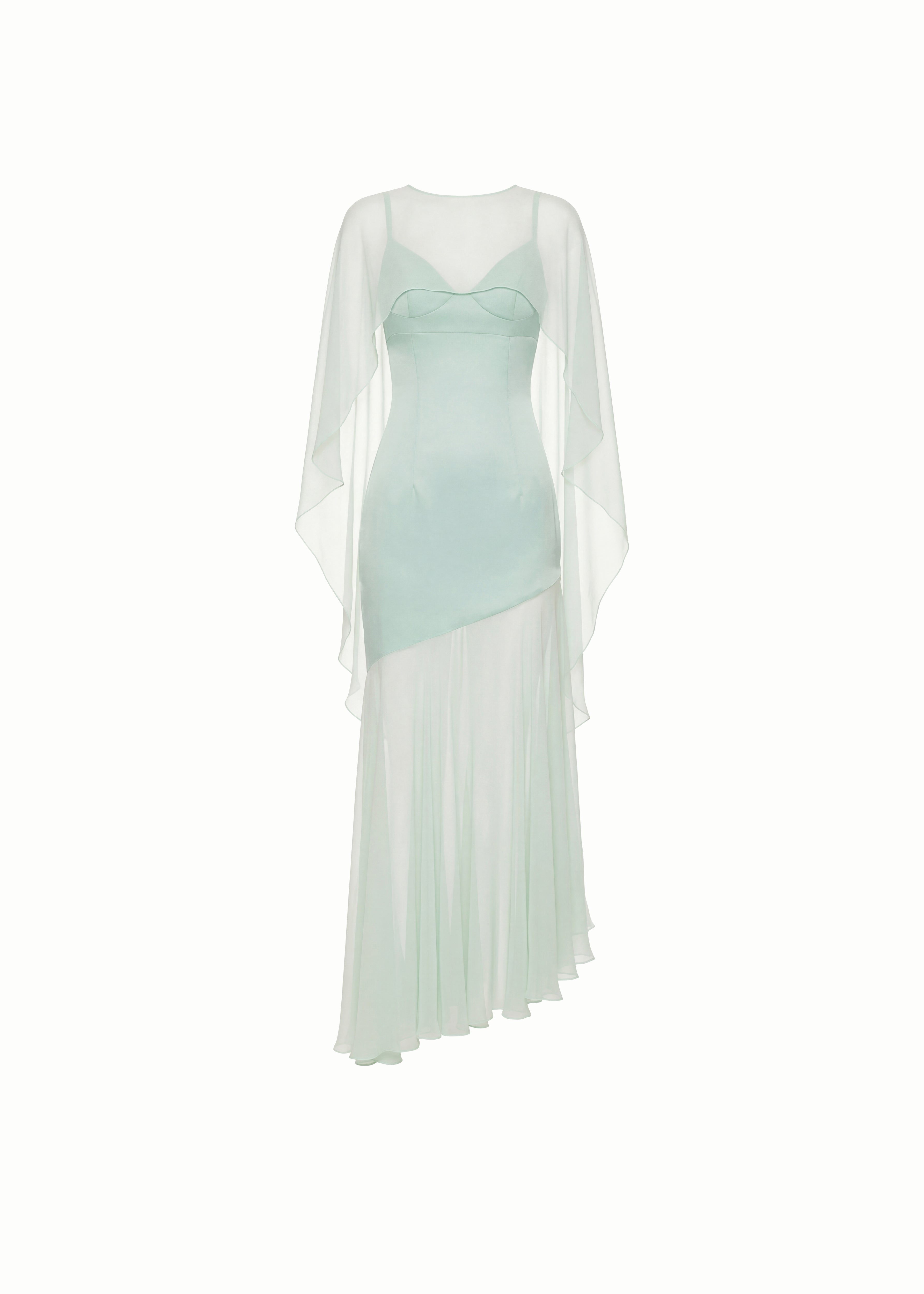 Silk Draped Cape in Mint