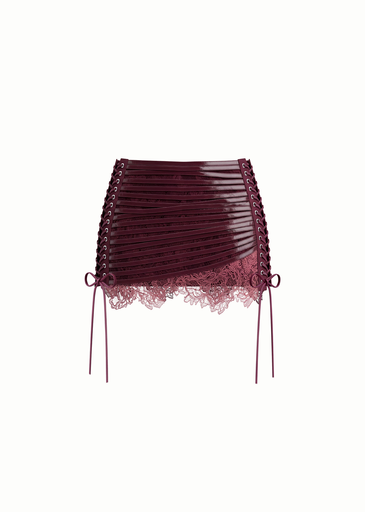 Leather Panlled Lace Up Mini Skirt