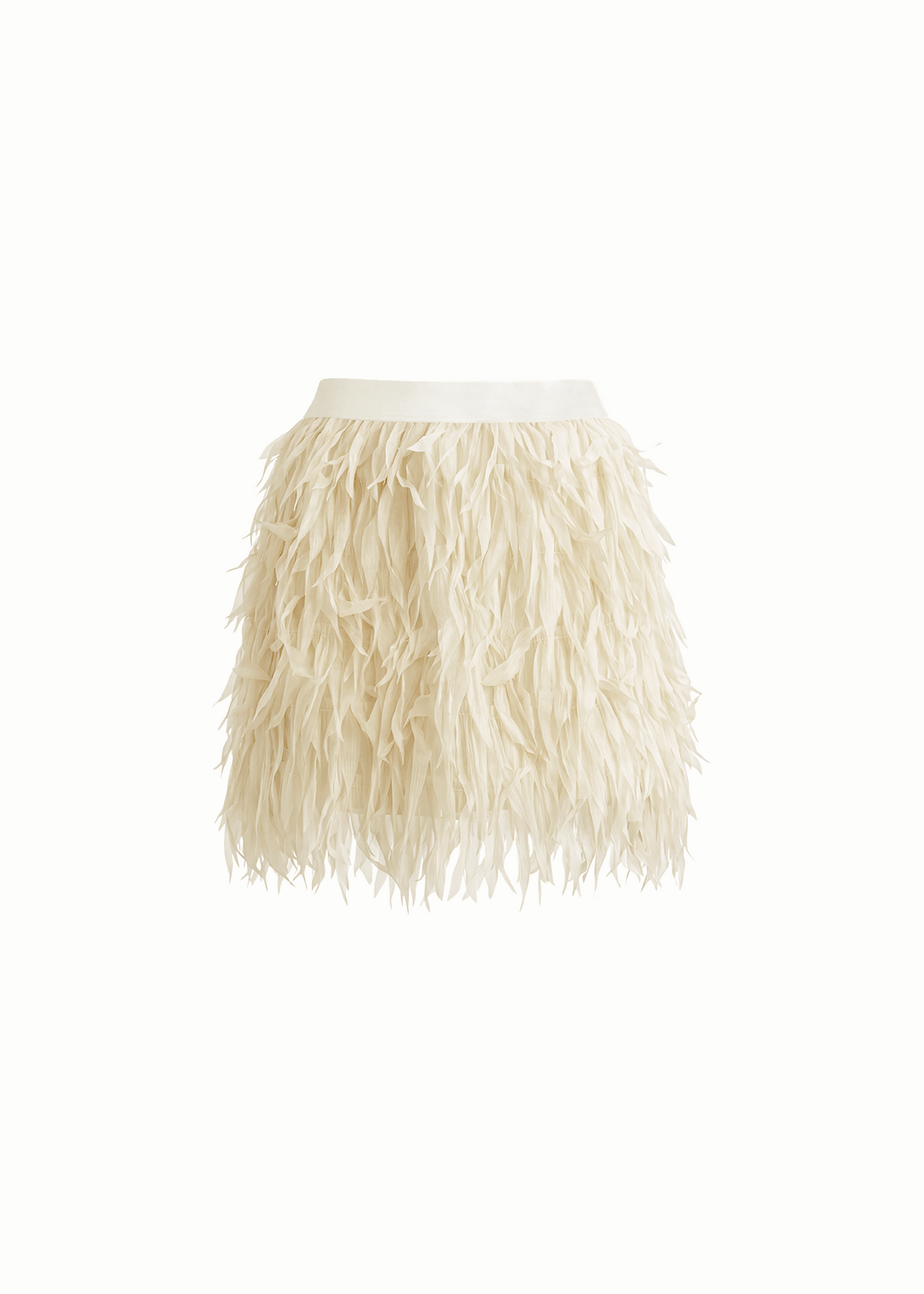 Chiffon feather trim Mid Waist Mini Skirt