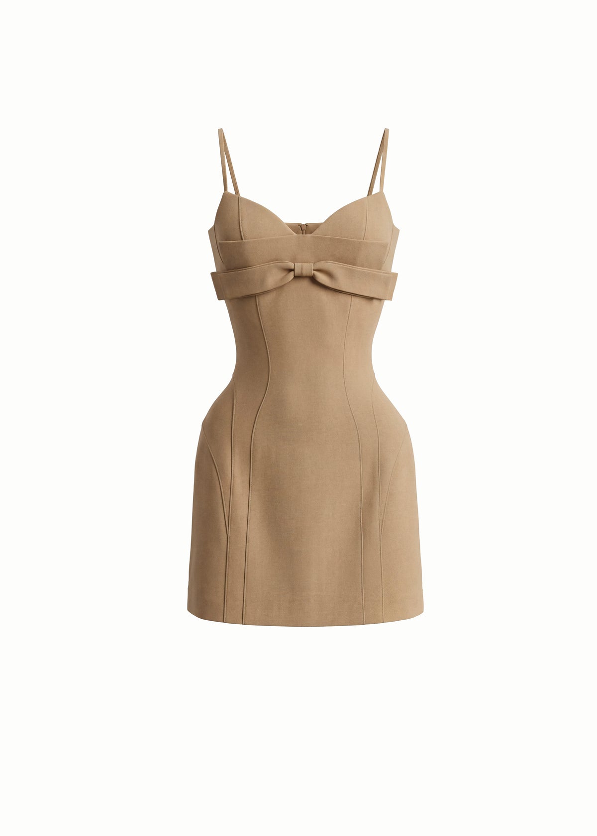 Bow Accented Sweetheart Neck Mini Dress