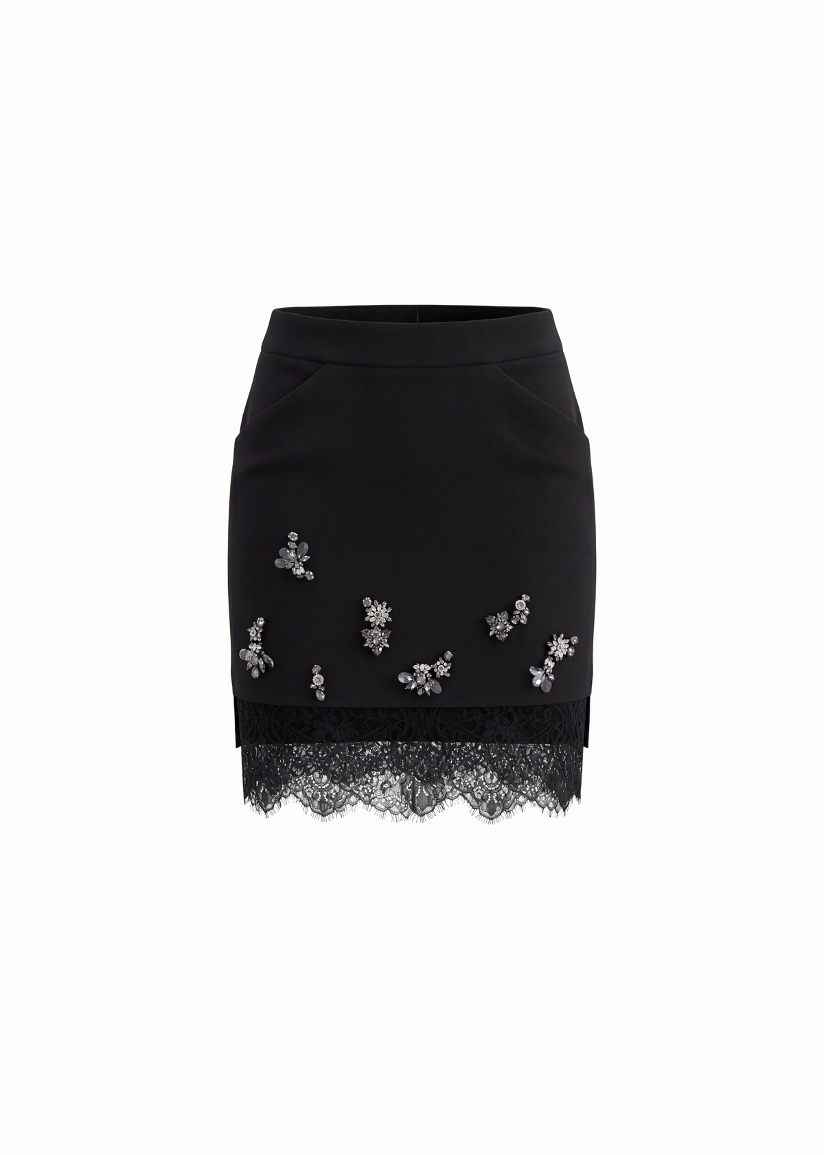 Crystal Embellished Mini Skirt In Black