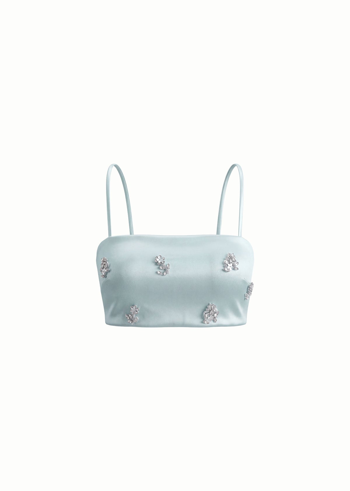 Crystal Embellished Satin Cami Crop Top