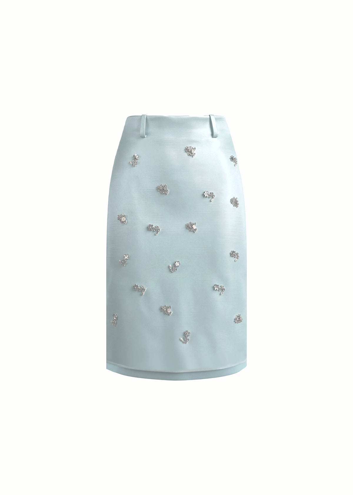 Crystal Embellished Satin Midi Skirt