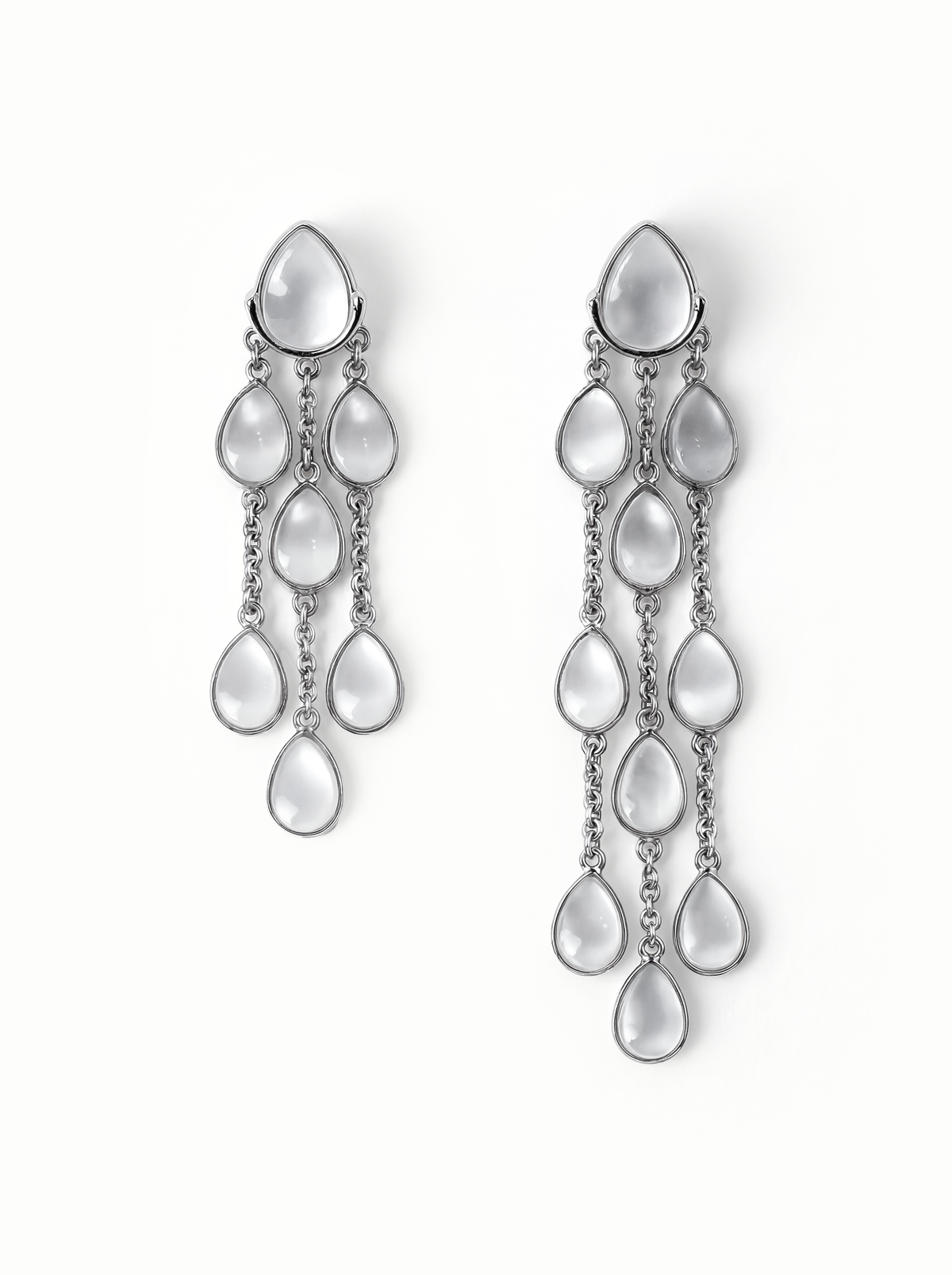 Crystal Teardrop Asymmetric Chandelier Earrings