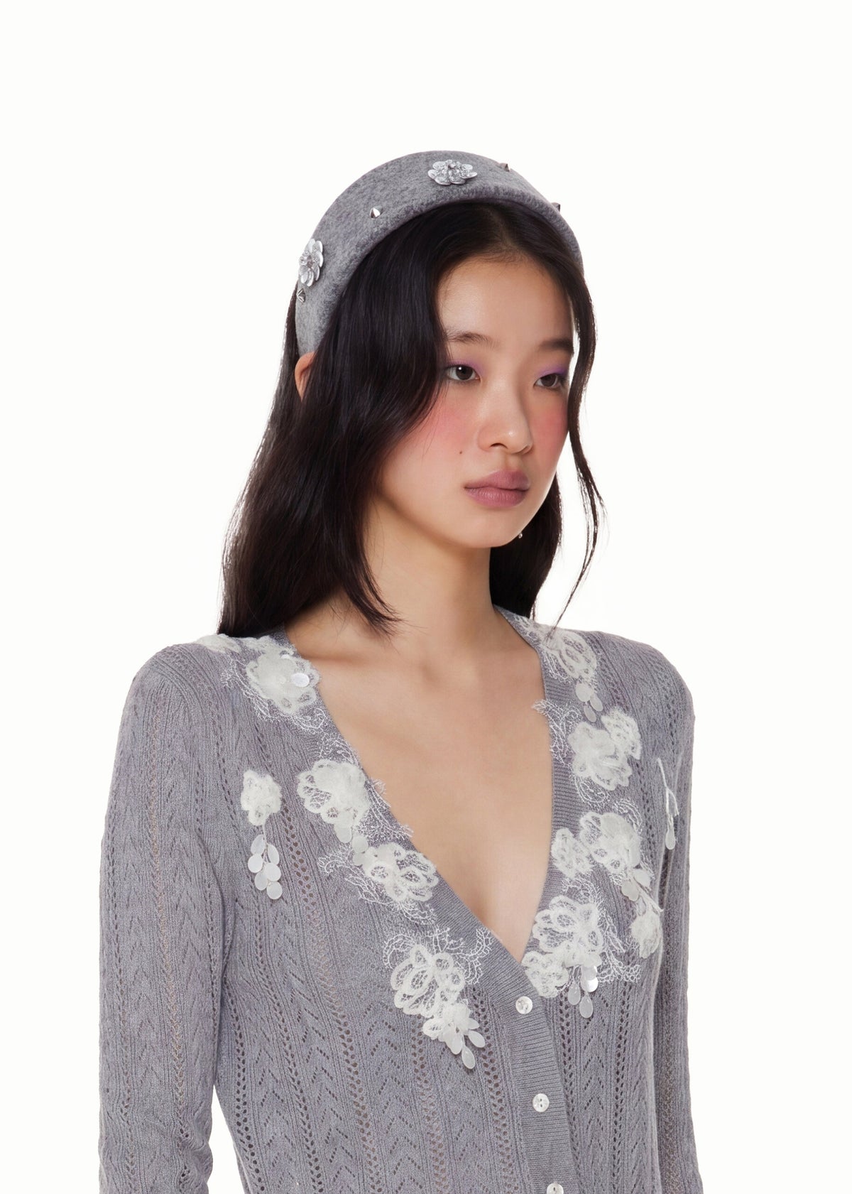 Crystalline And Sequin Embellished Felt Headband