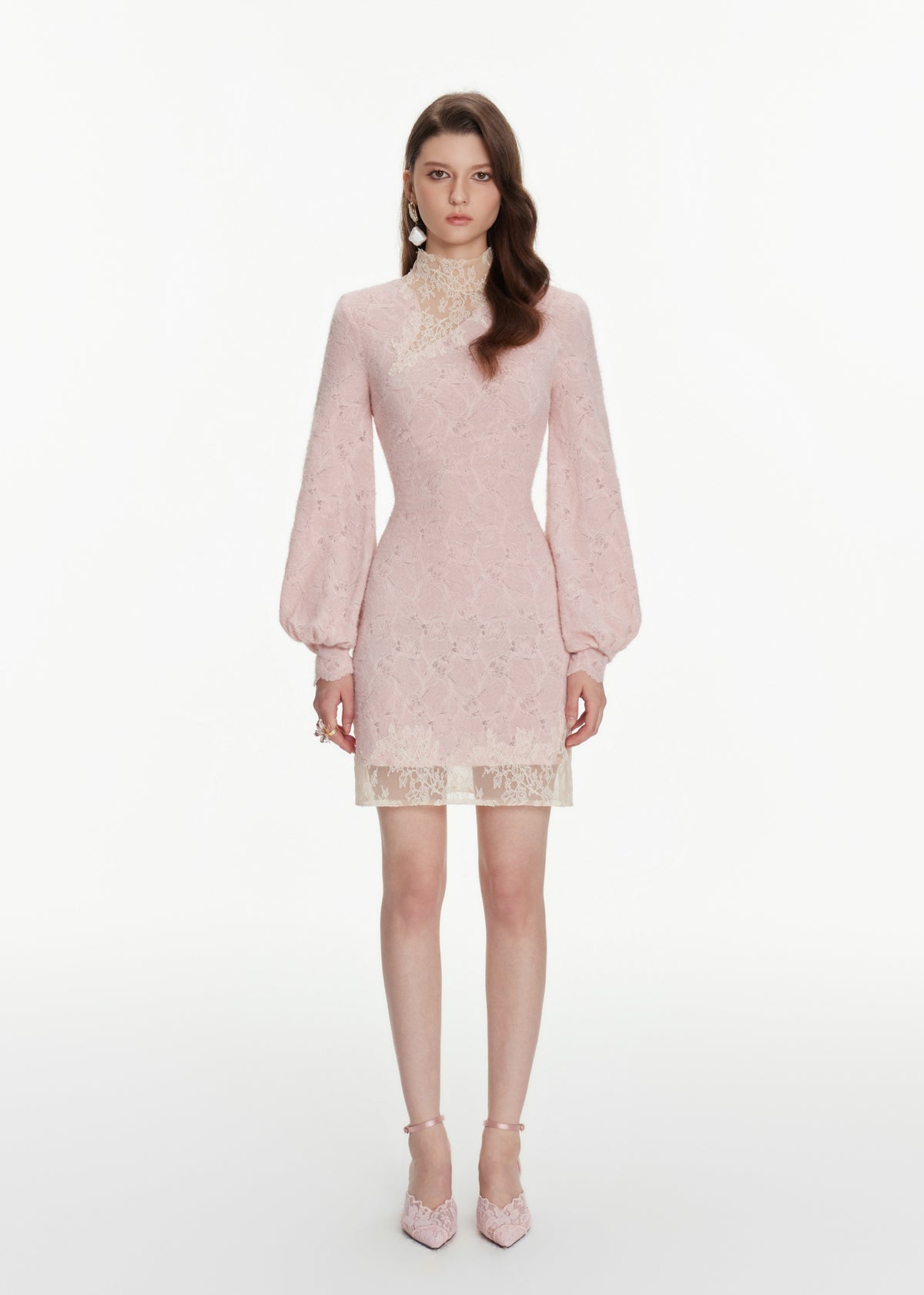 Eira Lace Panel Mock Neck Dress