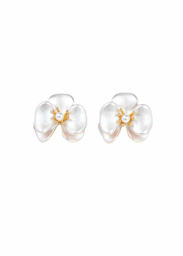 Enamel Orchid Stud Earrings