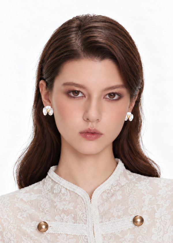 Enamel Orchid Stud Earrings