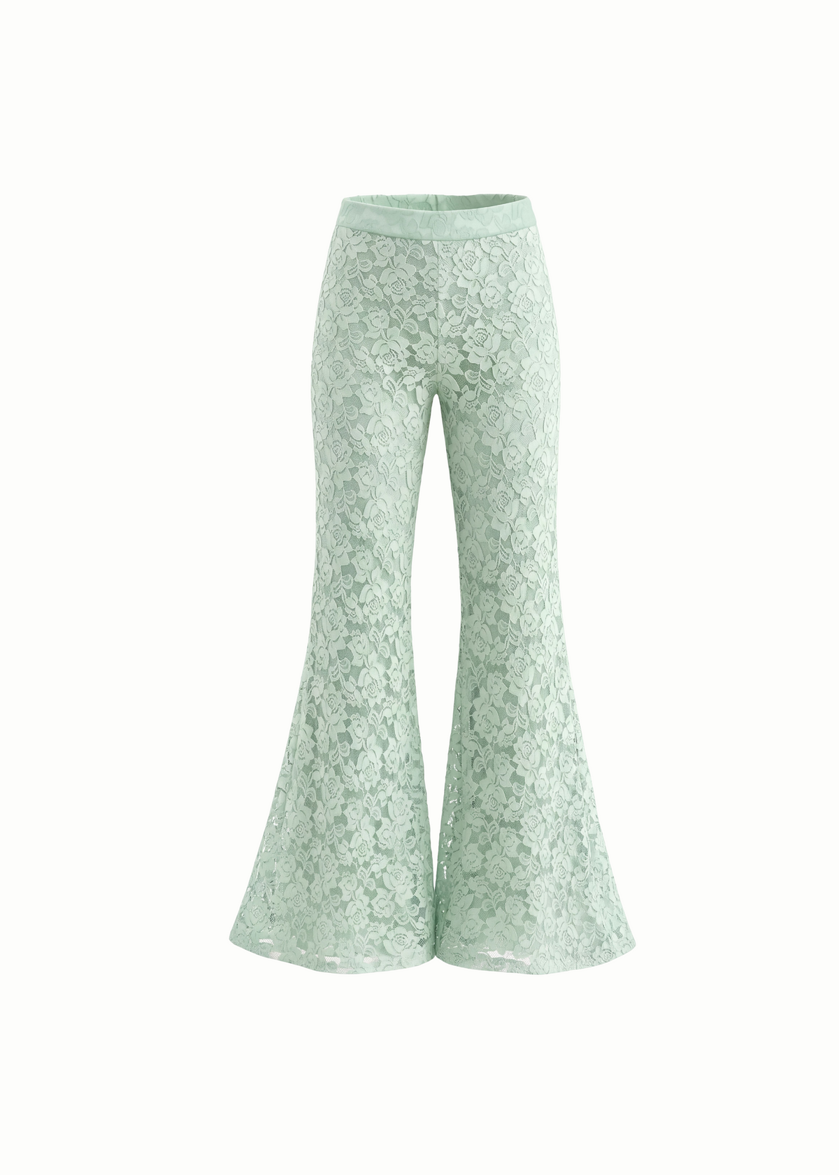 Lace Knit High Waist Flare Trousers