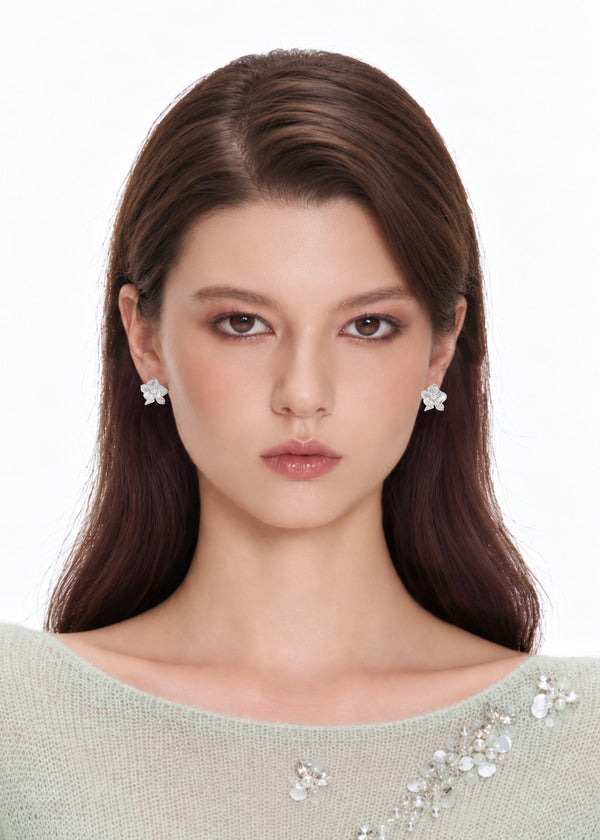 Metallic Orchid Stud Earrings