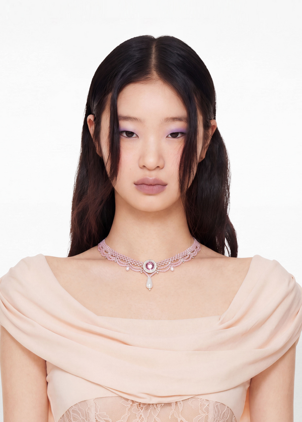 Pearl Drop Beaded Choker Necklace