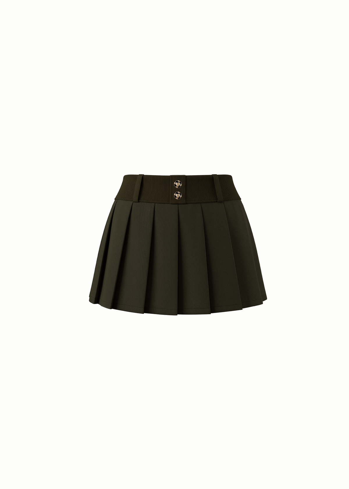 Pleated Mini Skirt With Ribbed Waist