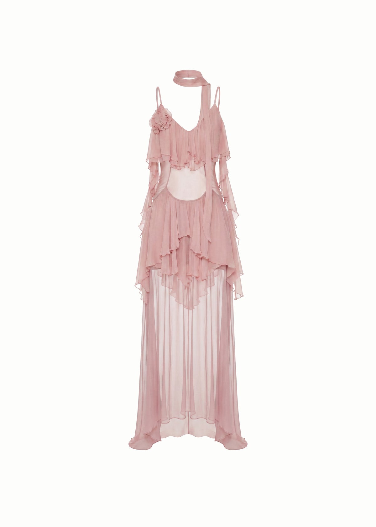 Ruffled Layered Maxi Dress In Pink