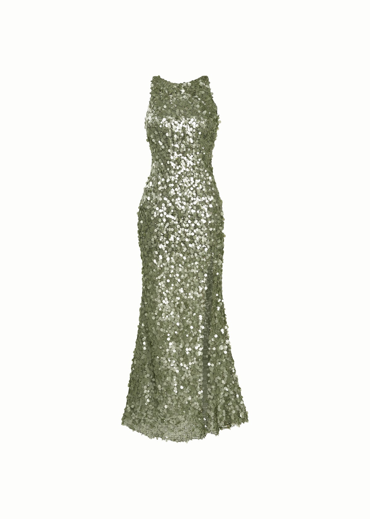 Sequined Halter Dress With Open Back