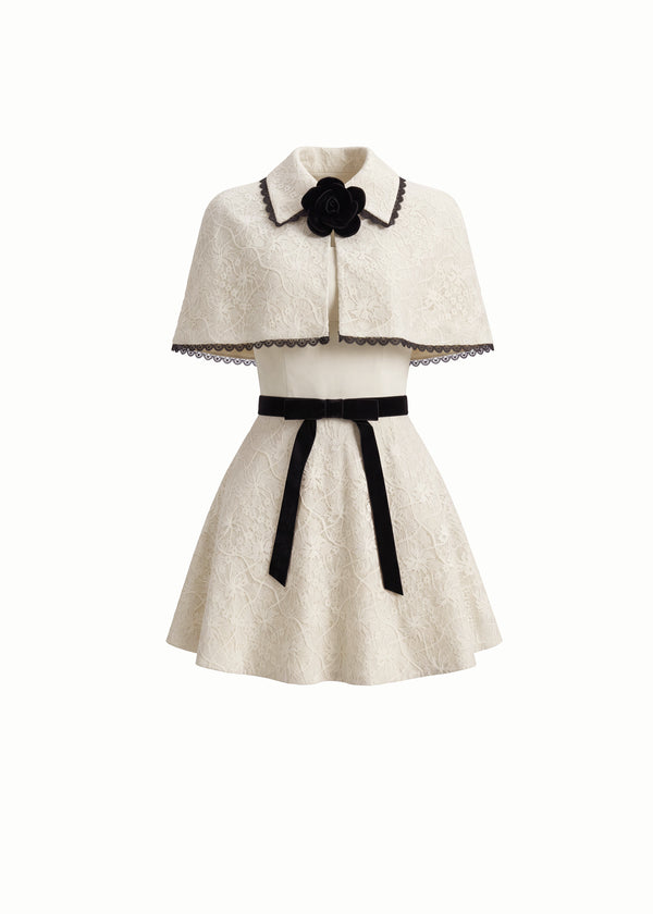 Strapless A line Mini Dress With Matching Capelet
