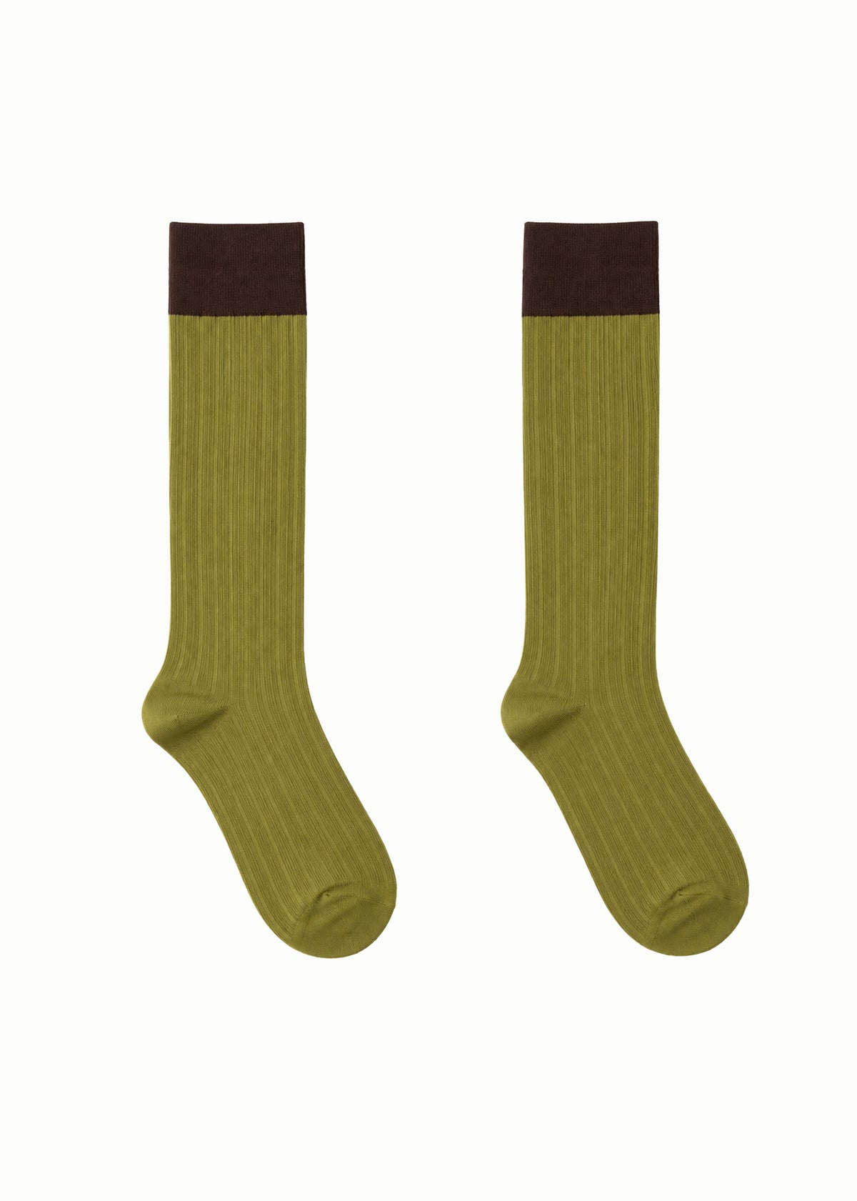 Two Tone Ribbed Knee High Socks