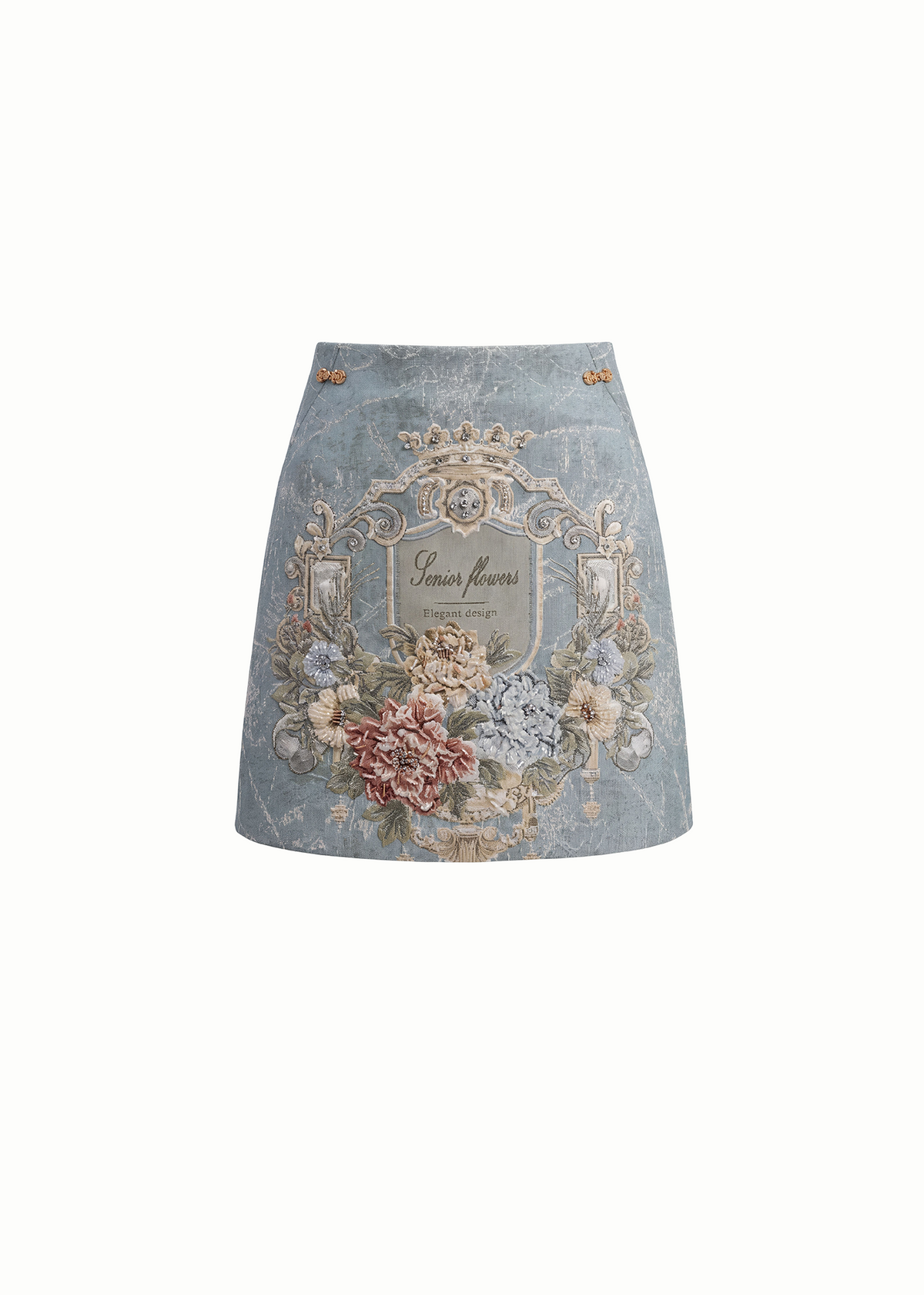 Baroque Medallion Embellished Mini Skirt