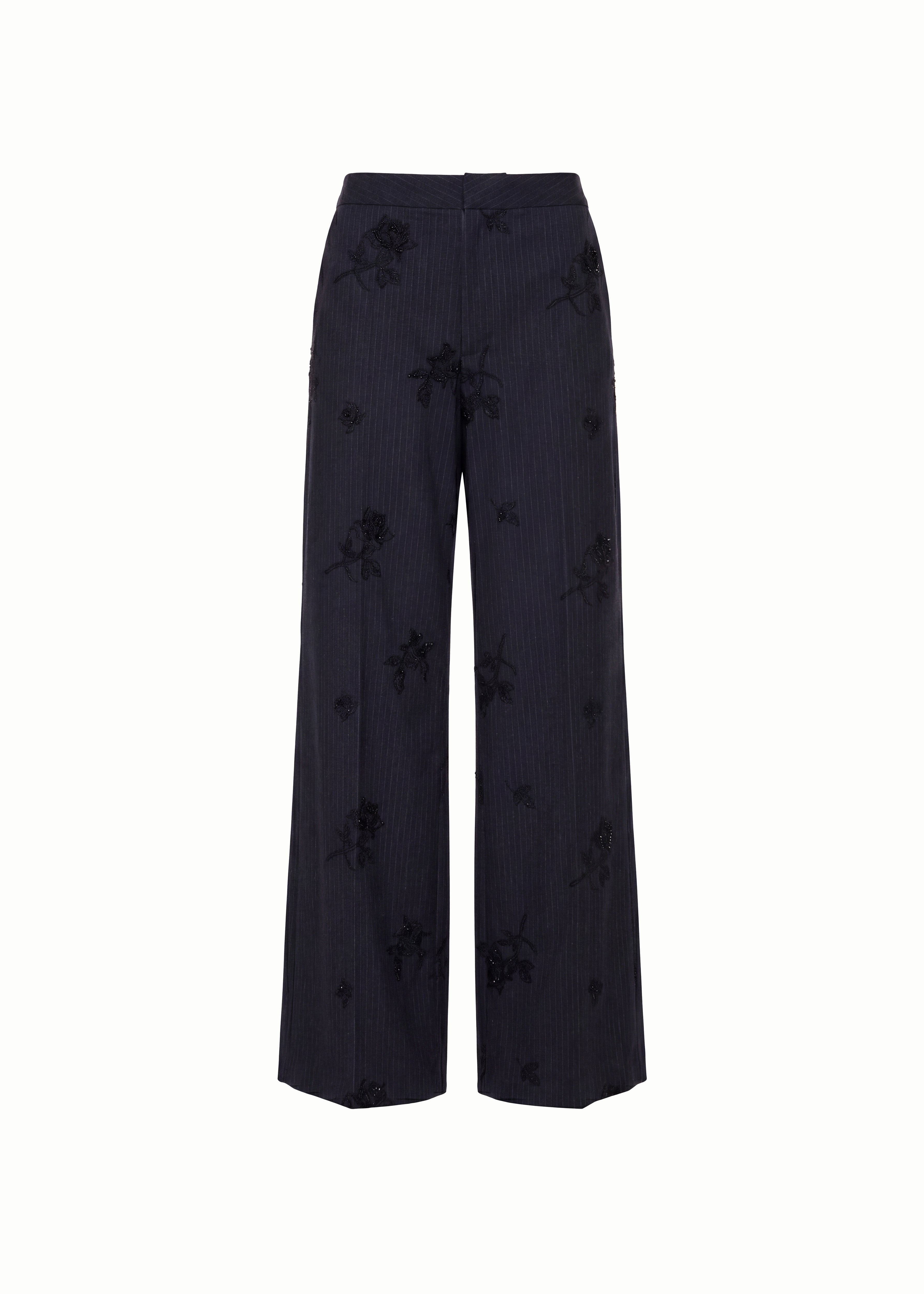 Black Jacquard Wide Leg Pants