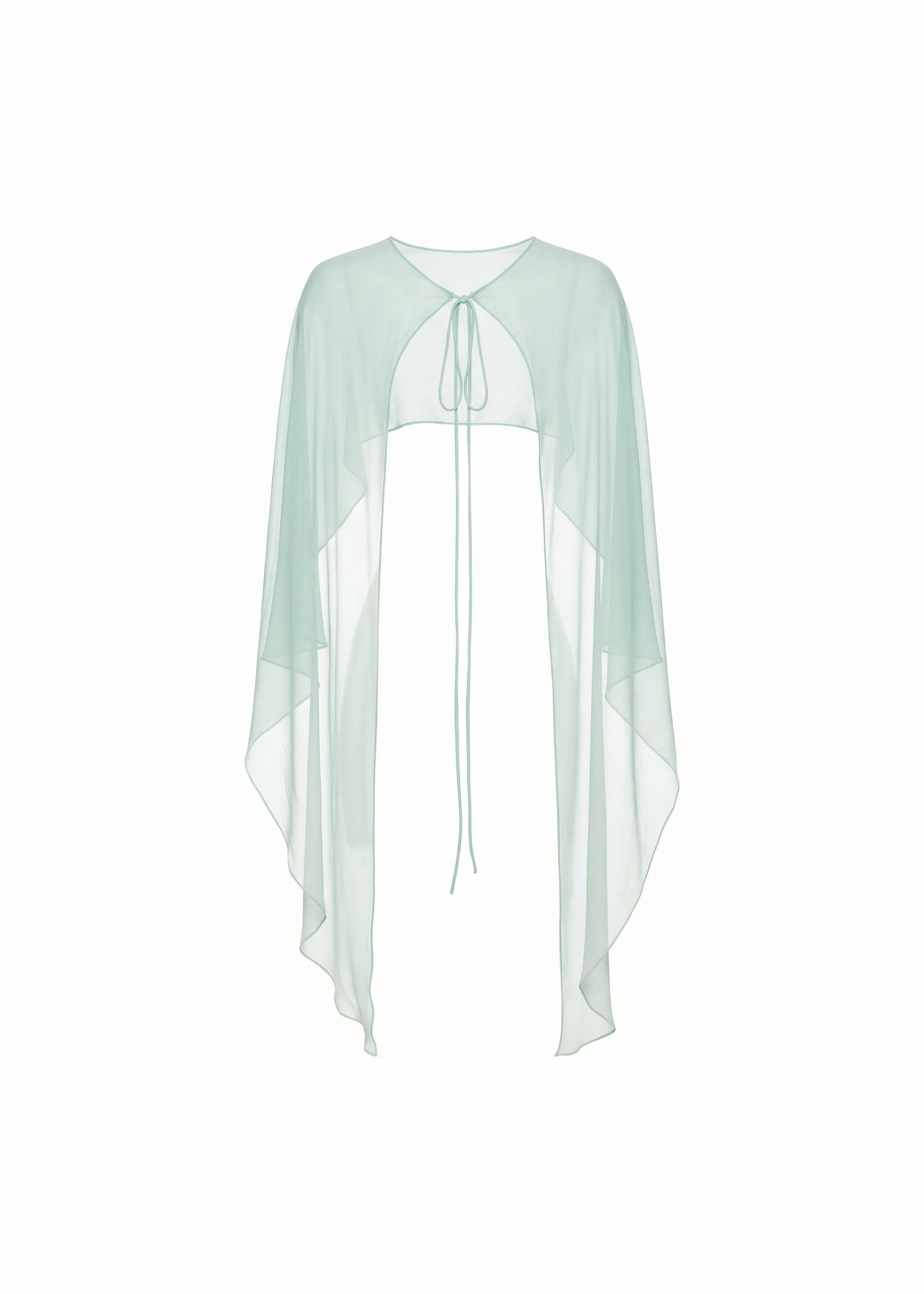 Silk Draped Cape in Mint