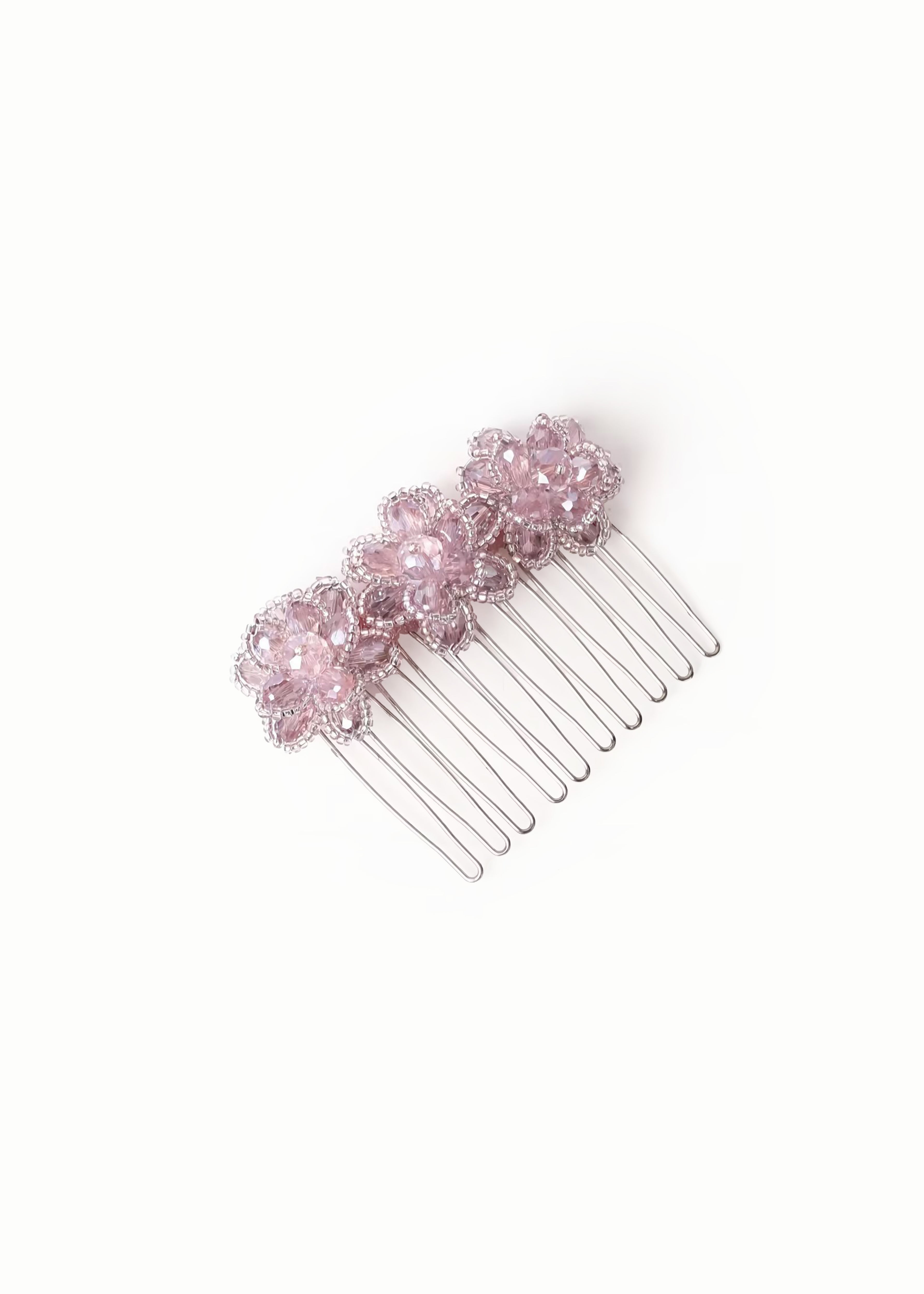 Pink Crystal Floral Chinese Hair Comb Accessory