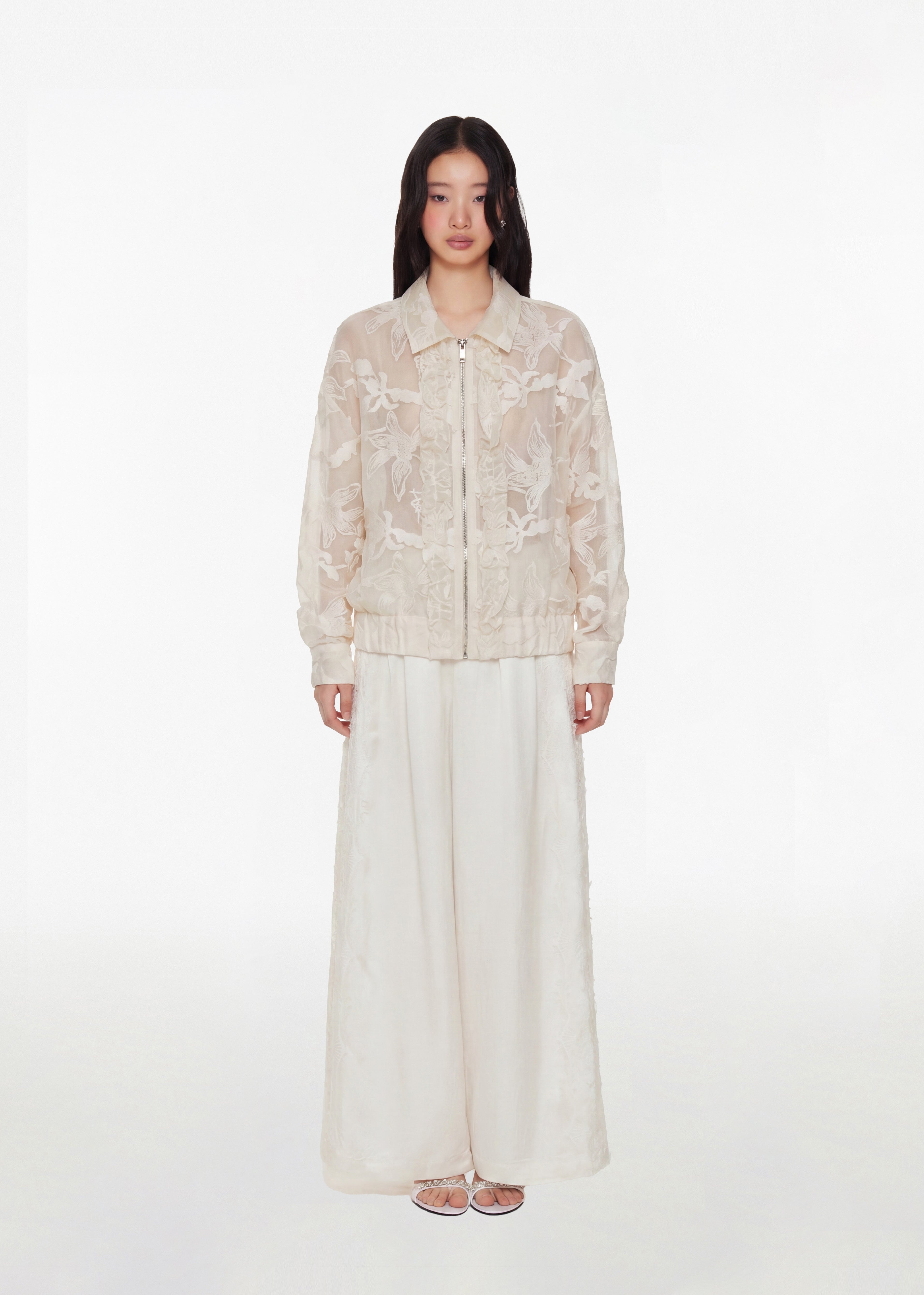 Embroidered Ruffle Jacket