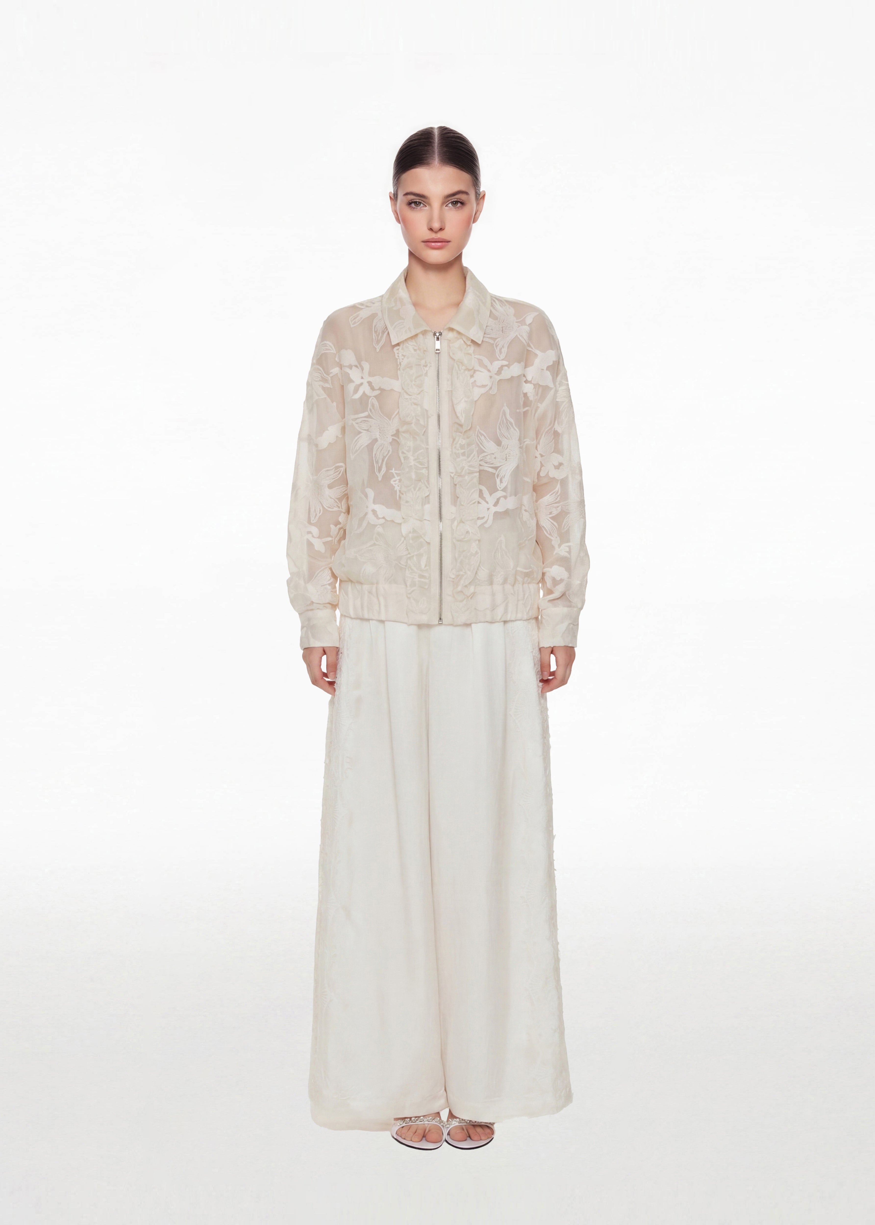 Embroidered Ruffle Jacket