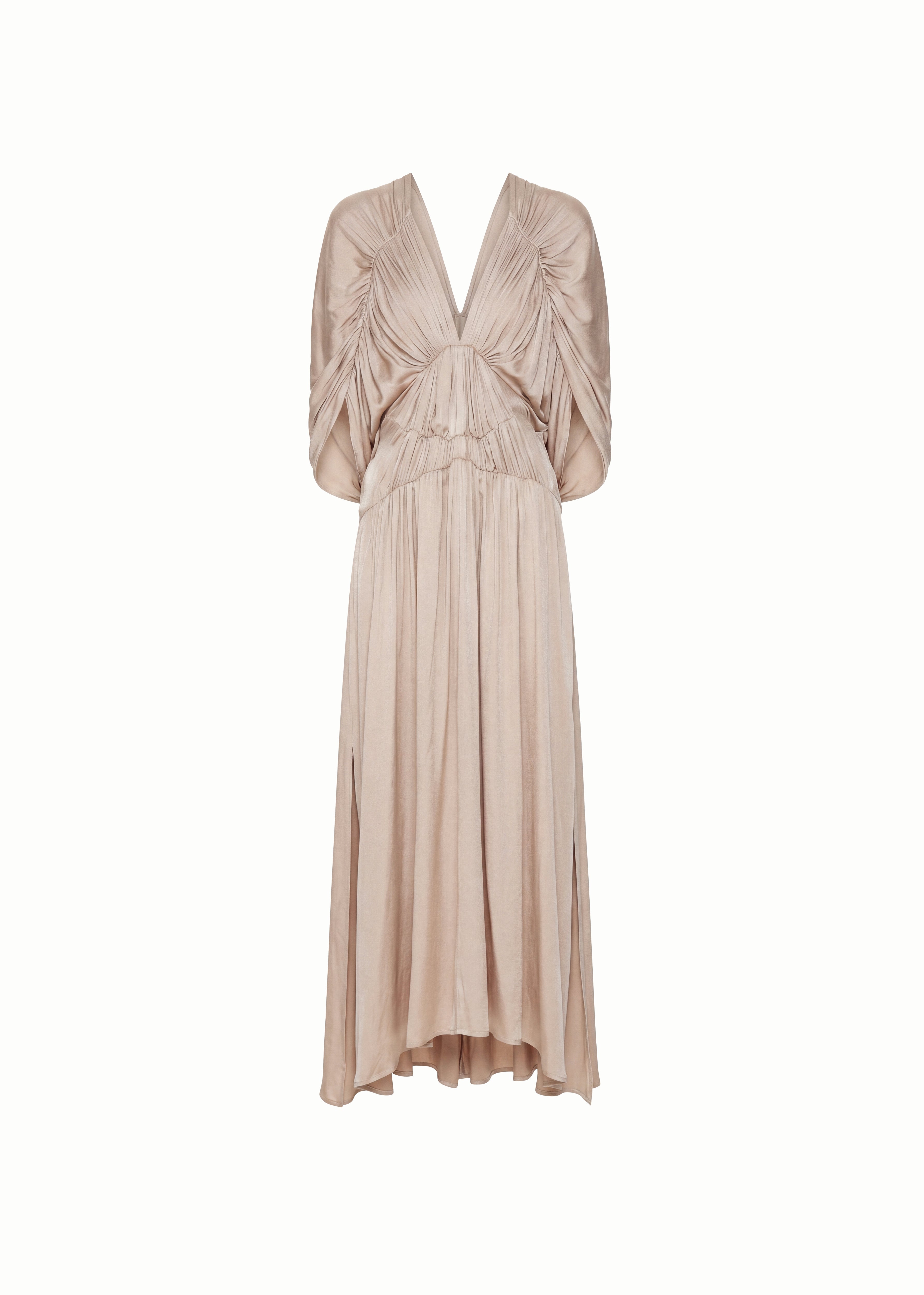 Balloon Sleeve V Neck Maxi Dress