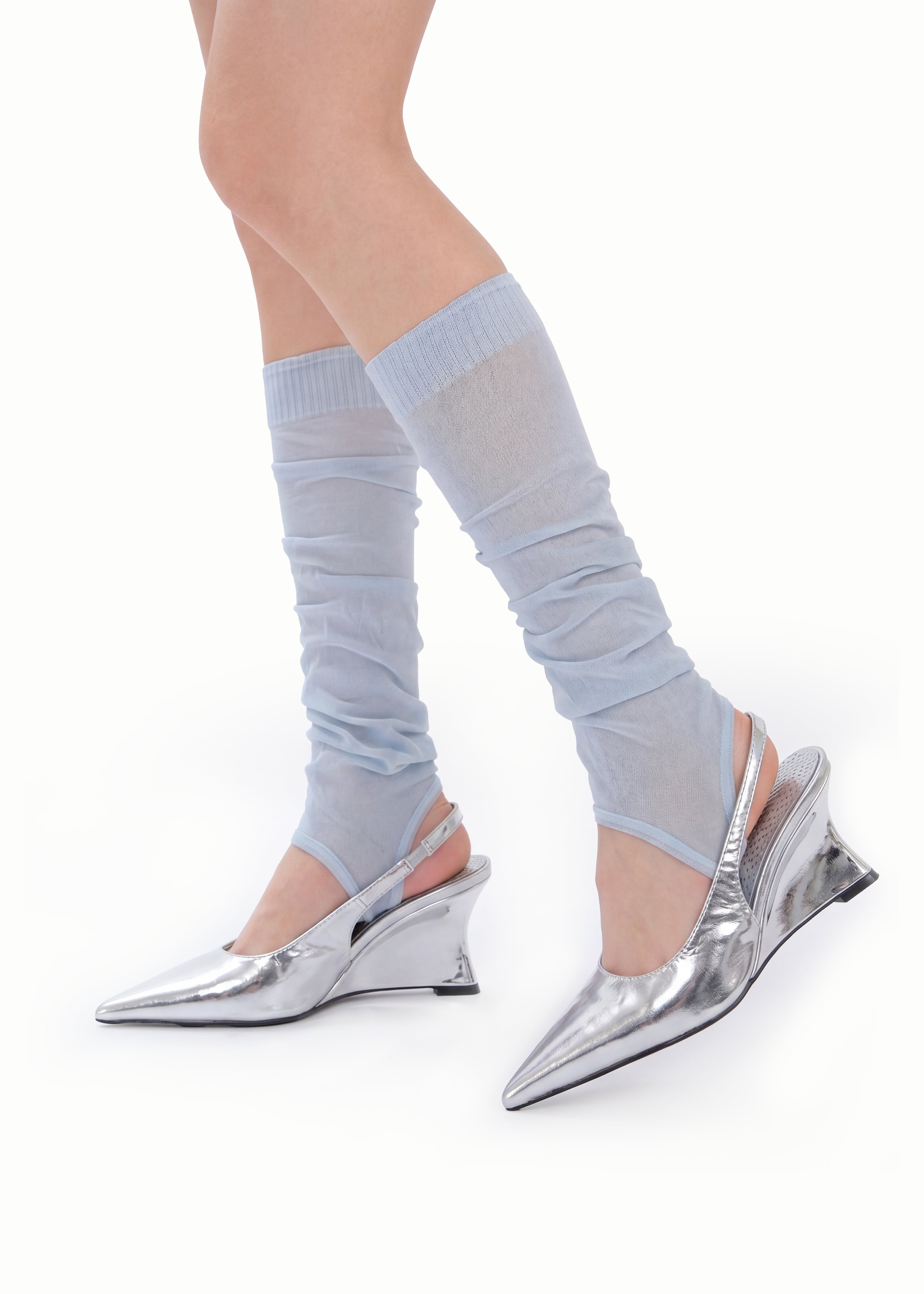 Blue Leg Warmers with Heel Hole