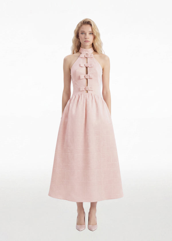 The Primrose Backless Wool Blend Jacquard Gown