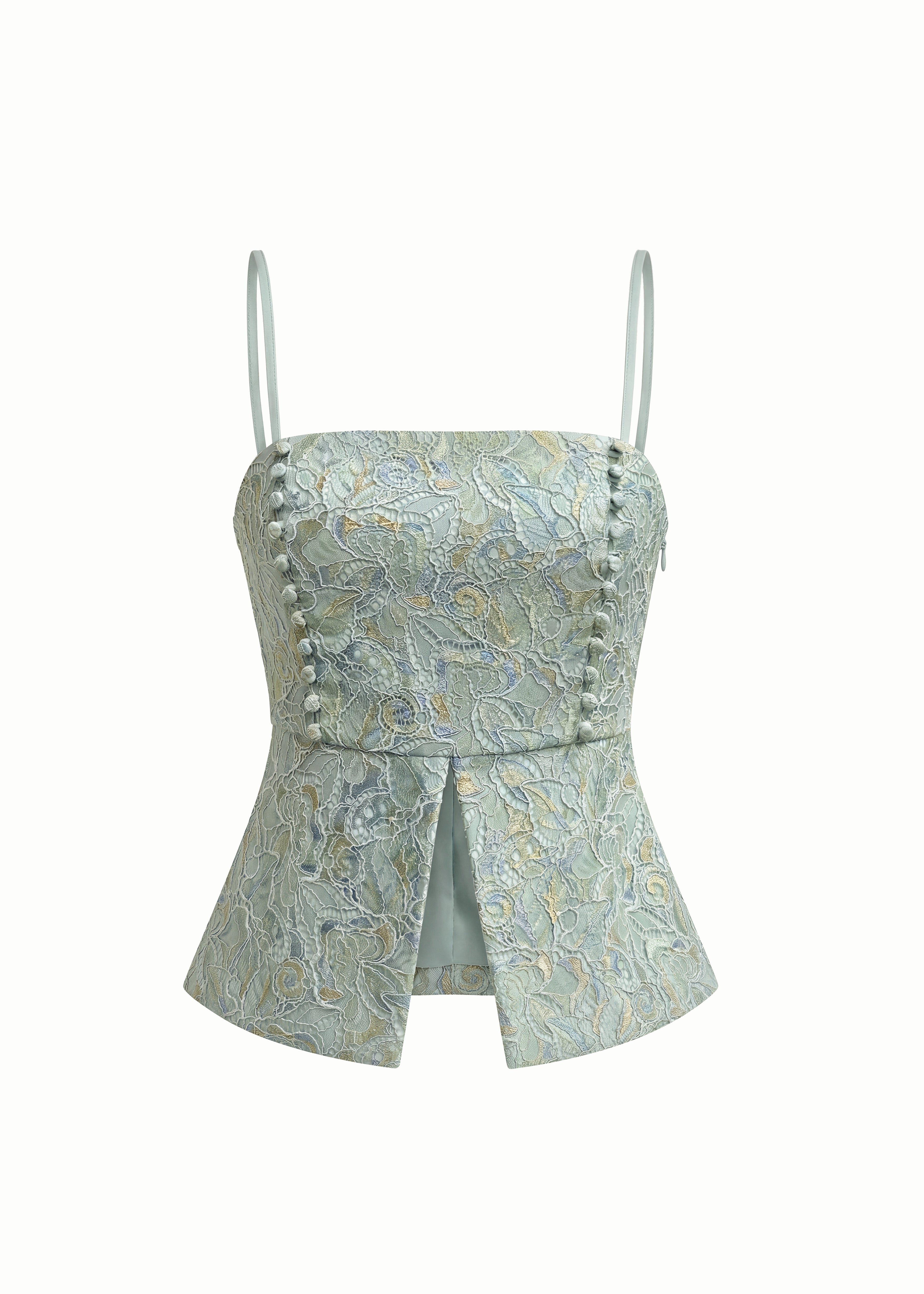 Elodie Square Neck Strappy Peplum Top In Mint